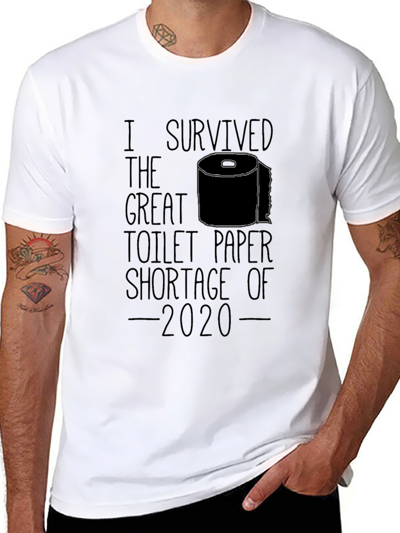 Black I Survived Toilet Paper Shortage 2020 Black T-Shirt view 8