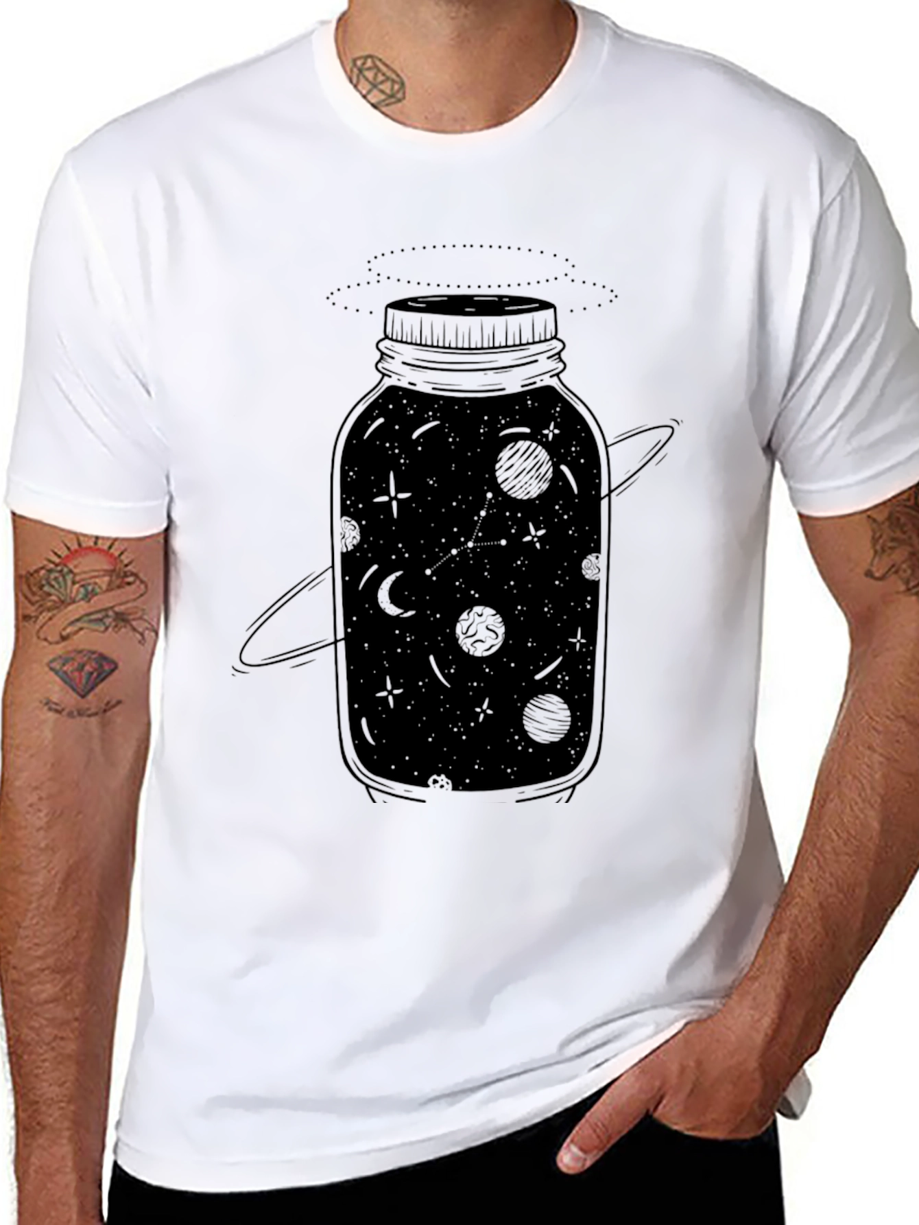 Black Galaxy Jar Graphic Tee - Black Cotton T-Shirt view 8