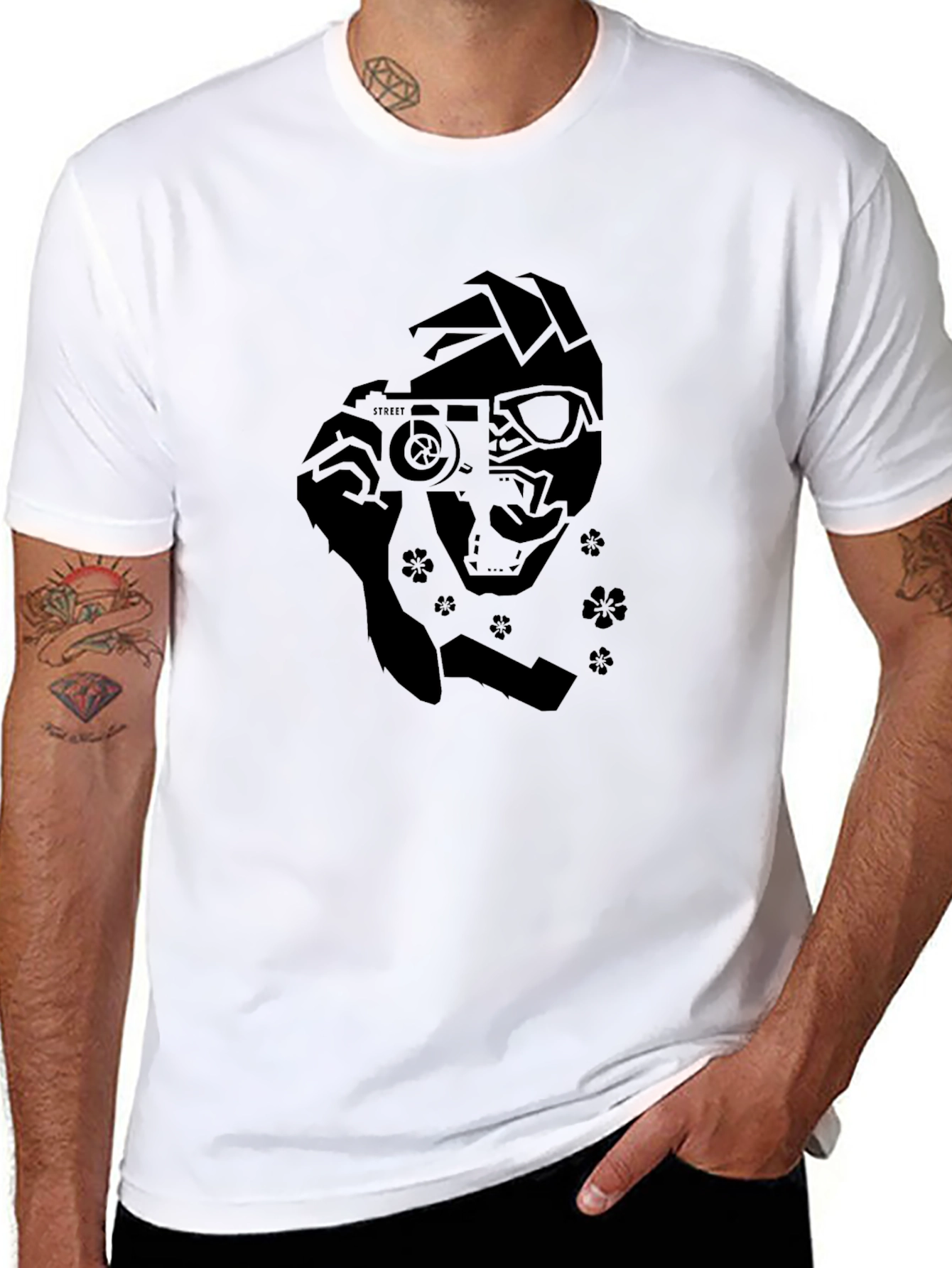 Black Camera Ninja Graphic Black T-Shirt view 8