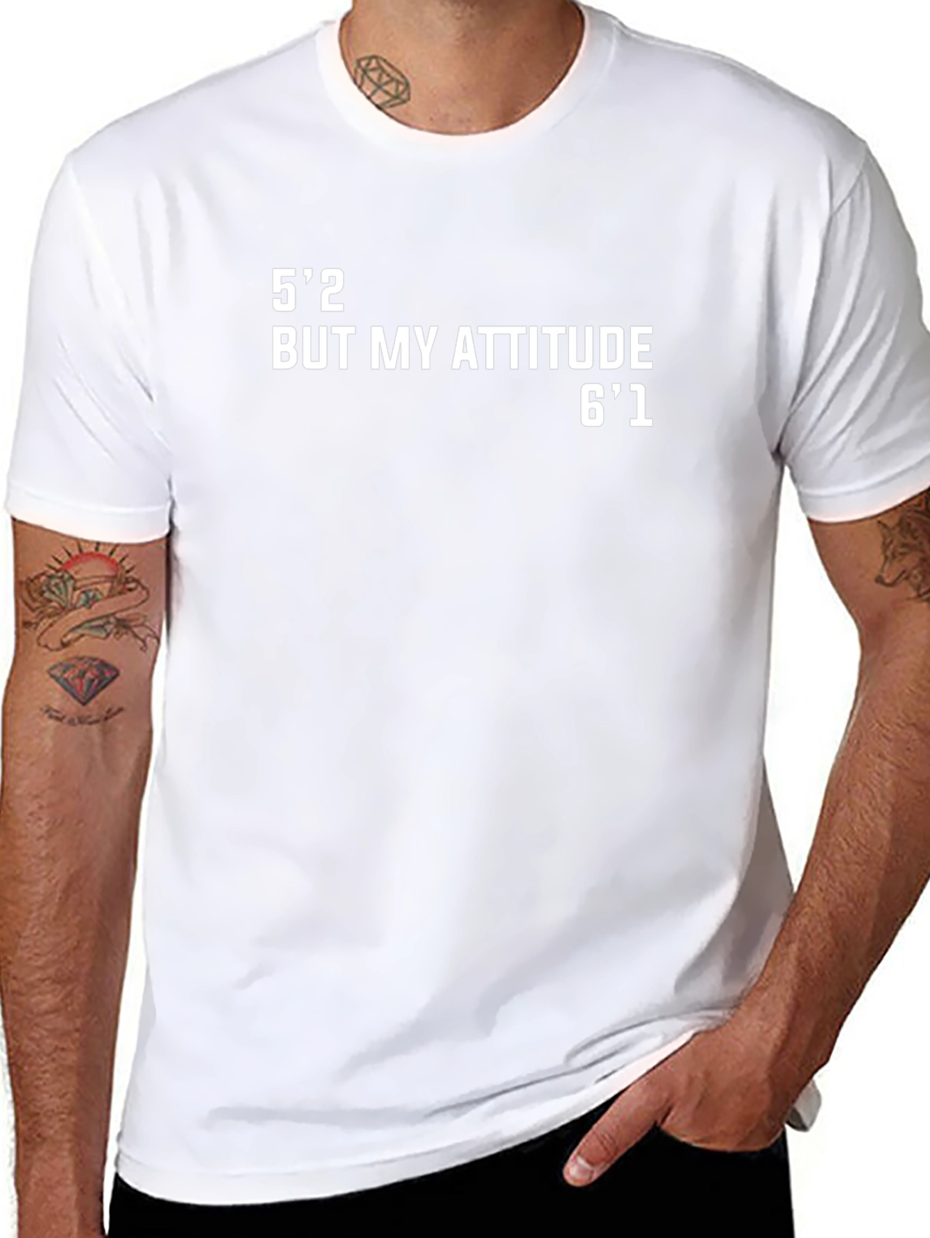 Funny Height Attitude T-Shirt: 5'2" But My Attitude 6'1" - 8