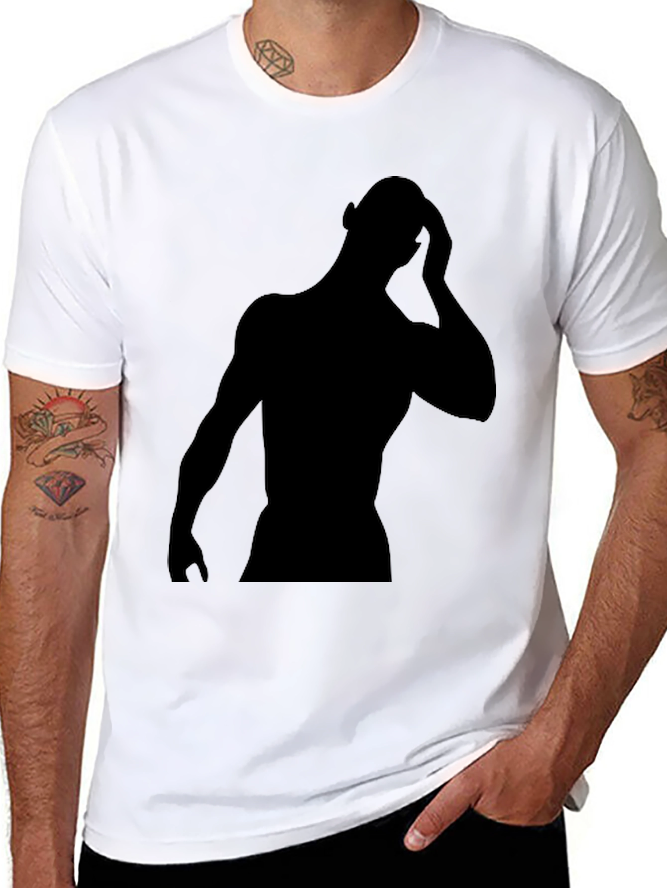 Black Black Silhouette Graphic Tee - Men's Fashion view 8