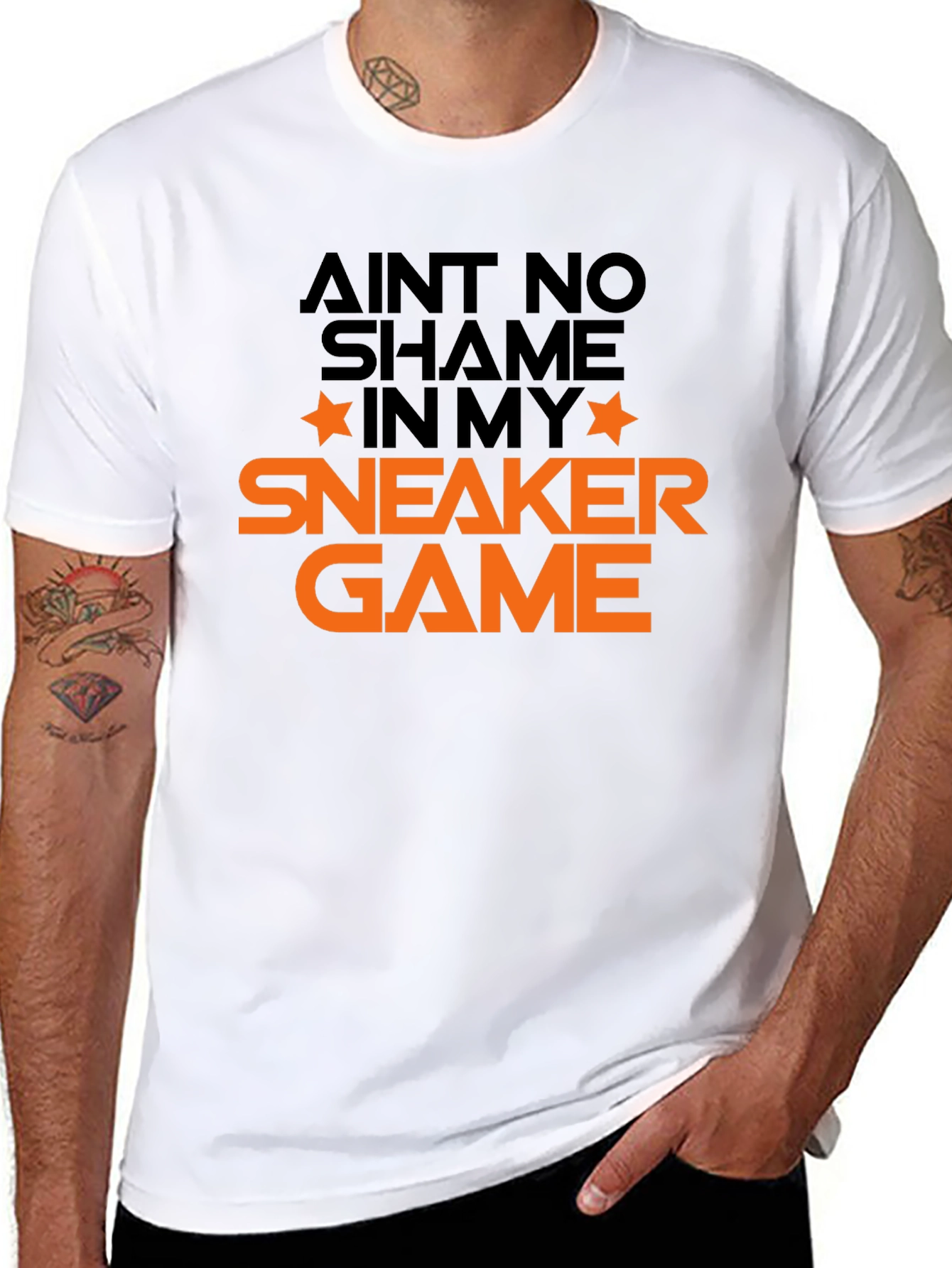 Ain't No Shame Sneaker Game Tee - Black Graphic T-Shirt - 8