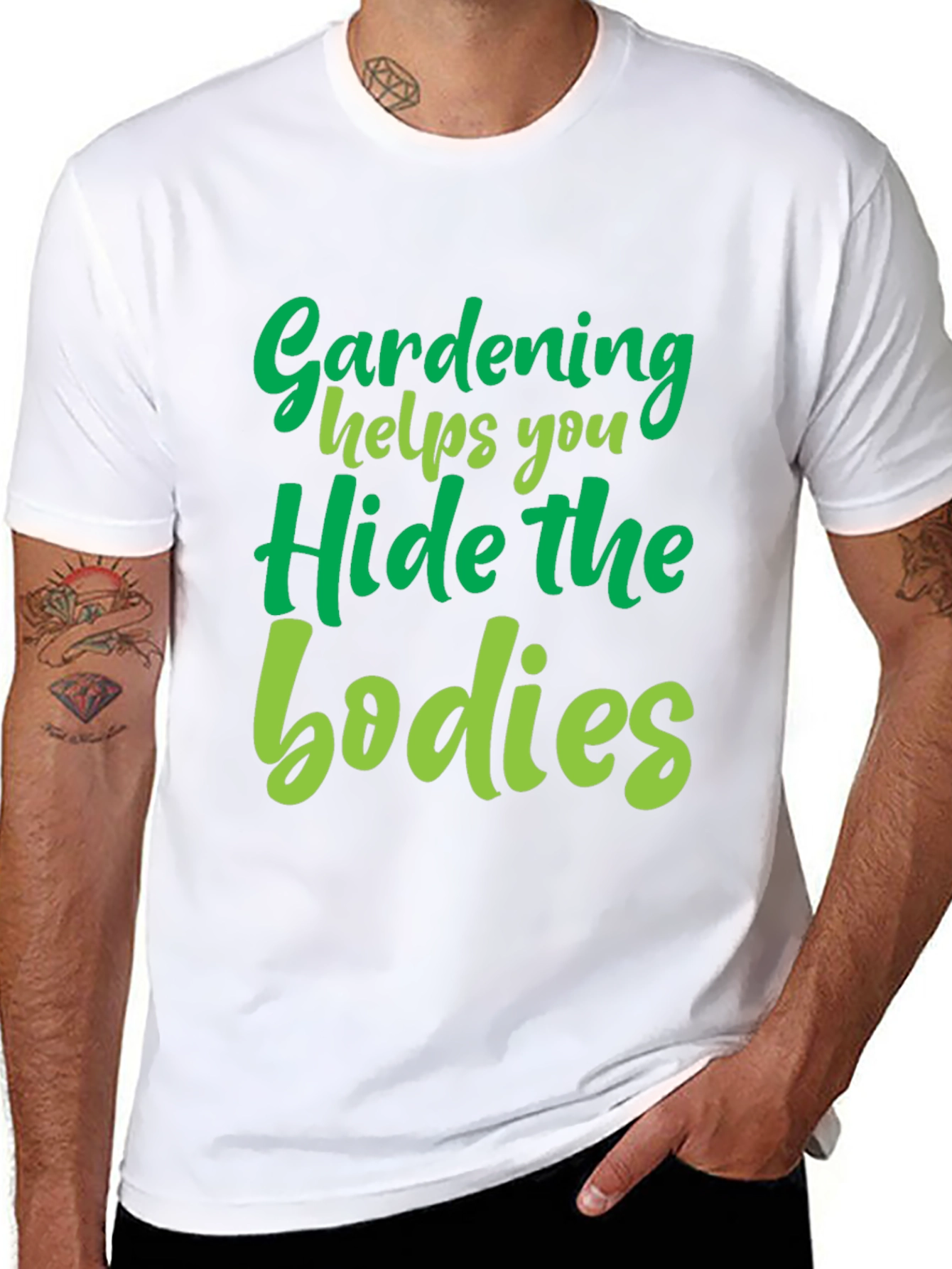 Black Gardening Hide the Bodies Graphic Novelty Tee view 8