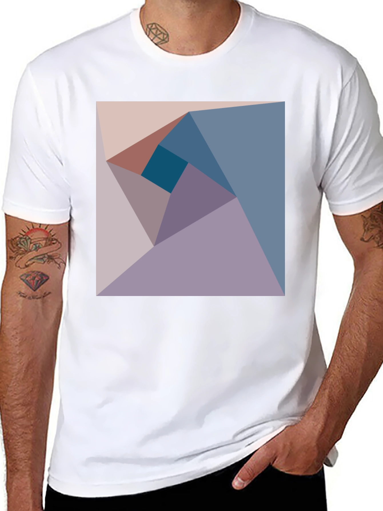 Black Geometric Design Tee - Abstract Art Shirt view 8