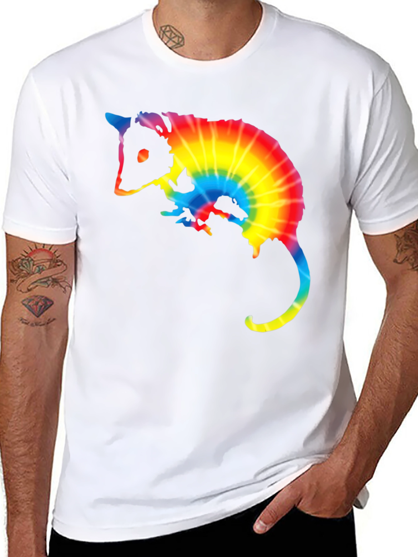 Black Tie Dye Opossum Graphic Tee - Black view 8