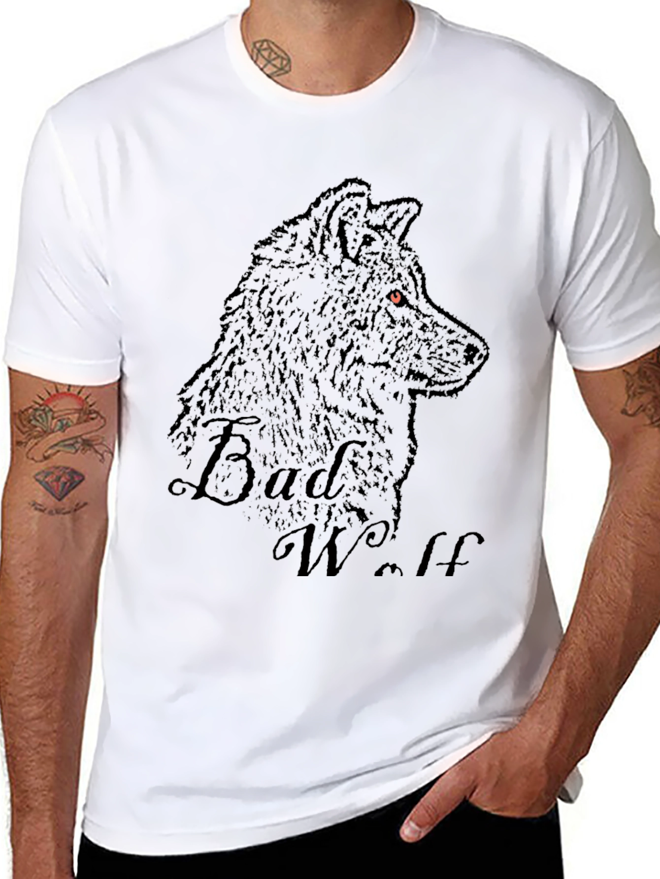Black Bad Wolf Graphic Print Black T-Shirt view 8