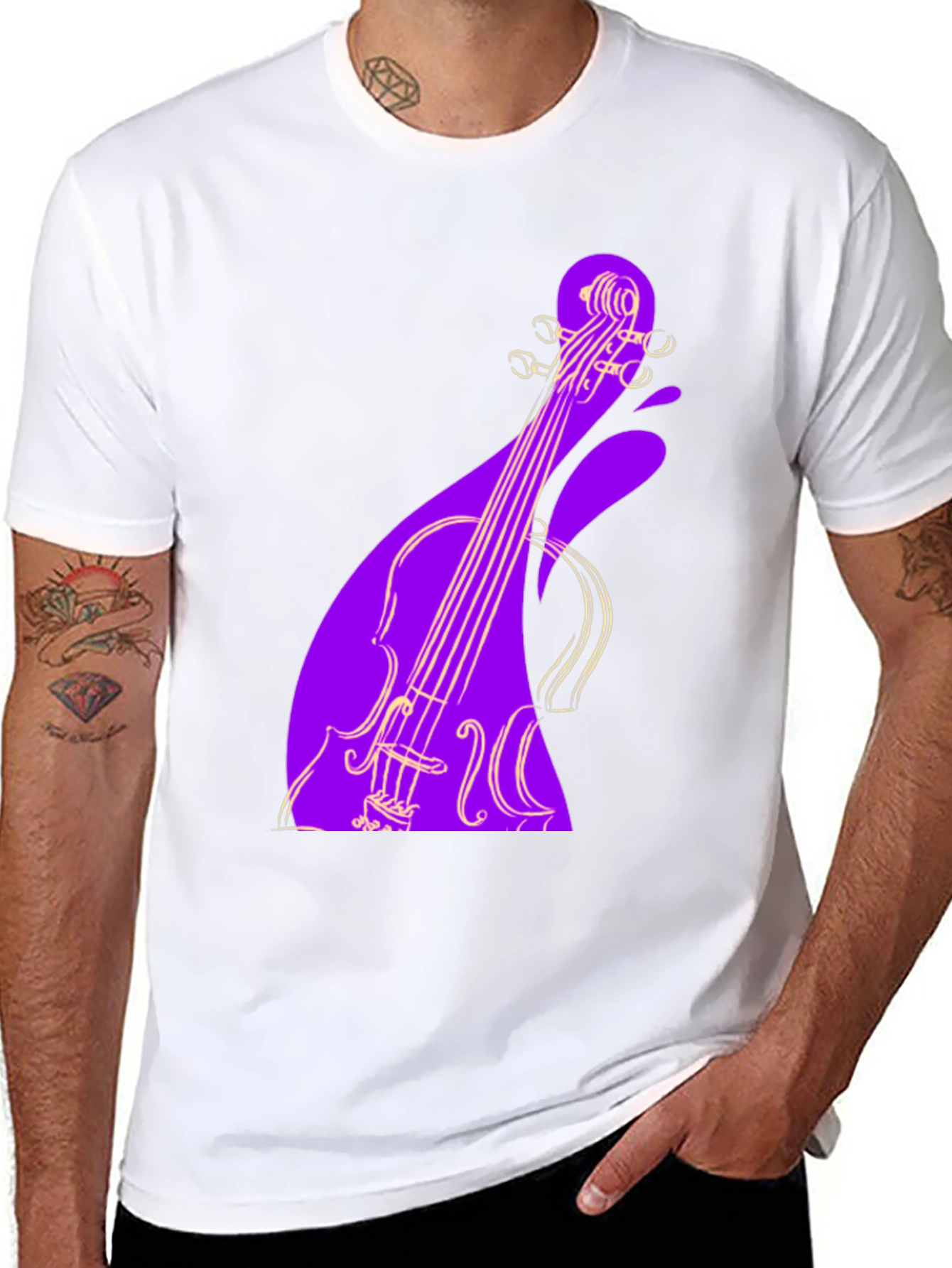 Black Violin Graphic Black Tee - Unique Music Lover Gift view 8