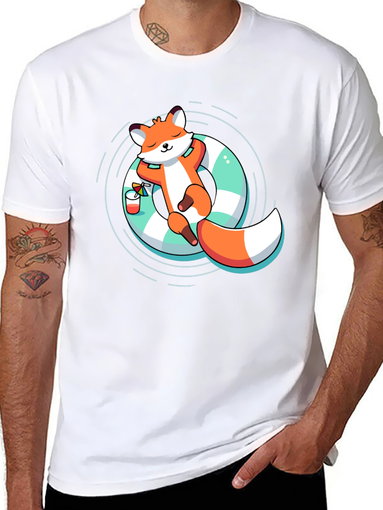 Black Cool Fox Summer Relax T-Shirt view 8