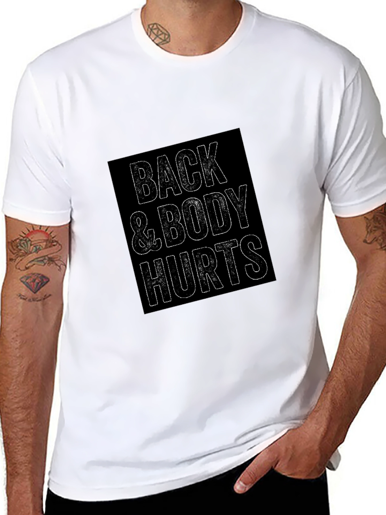 Black Back & Body Hurts Graphic Tee - Black view 8