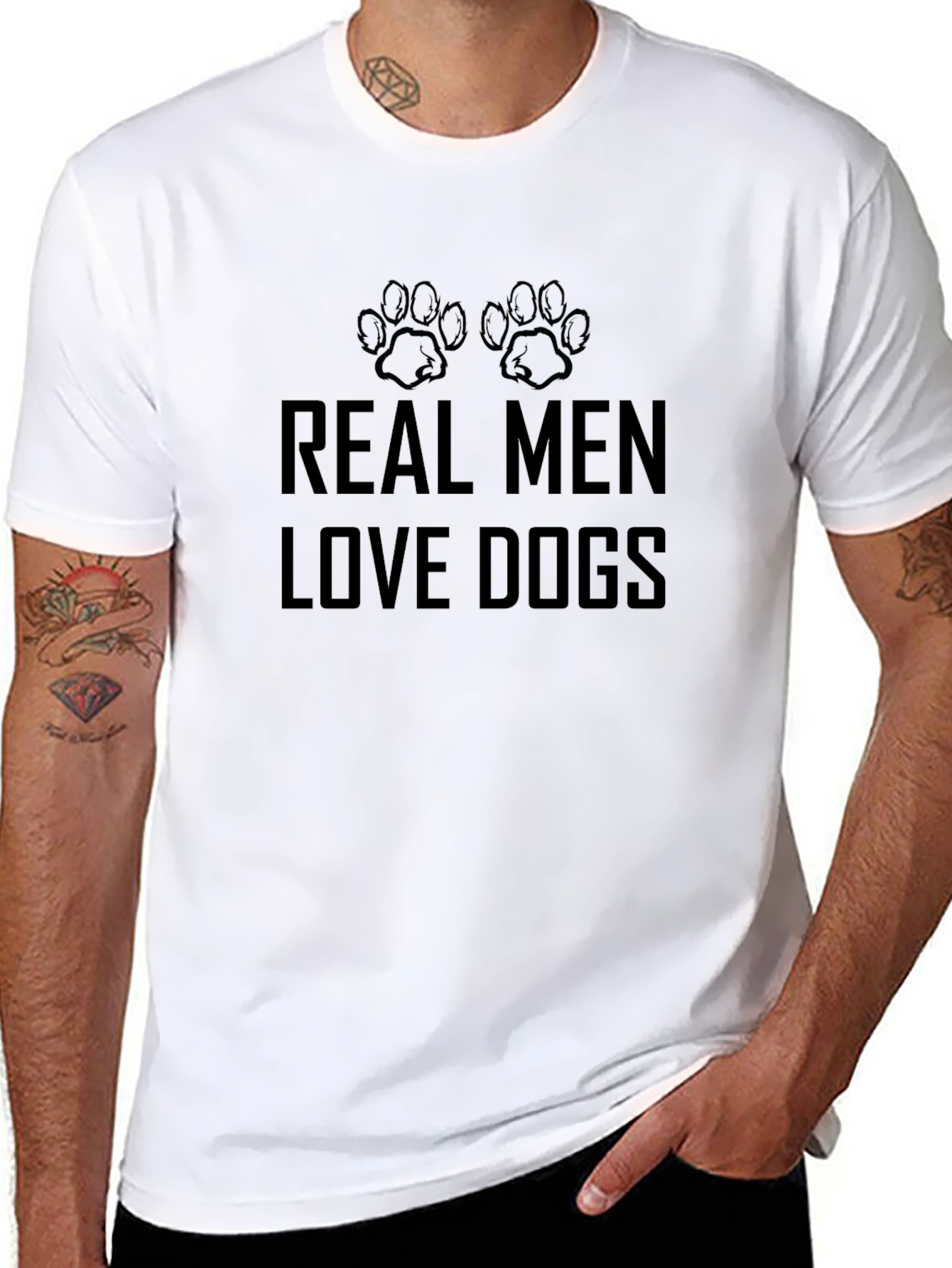 Black Real Men Love Dogs Black Graphic Tee view 8