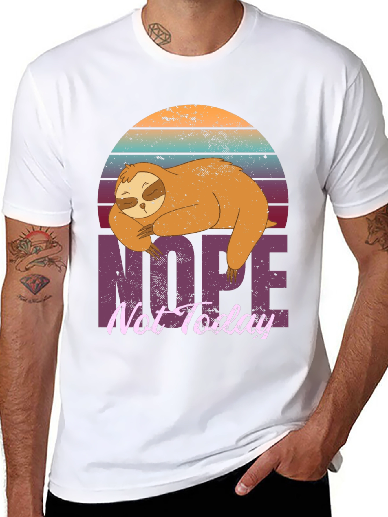 Black Sloth Nope Not Today Graphic T-Shirt view 8