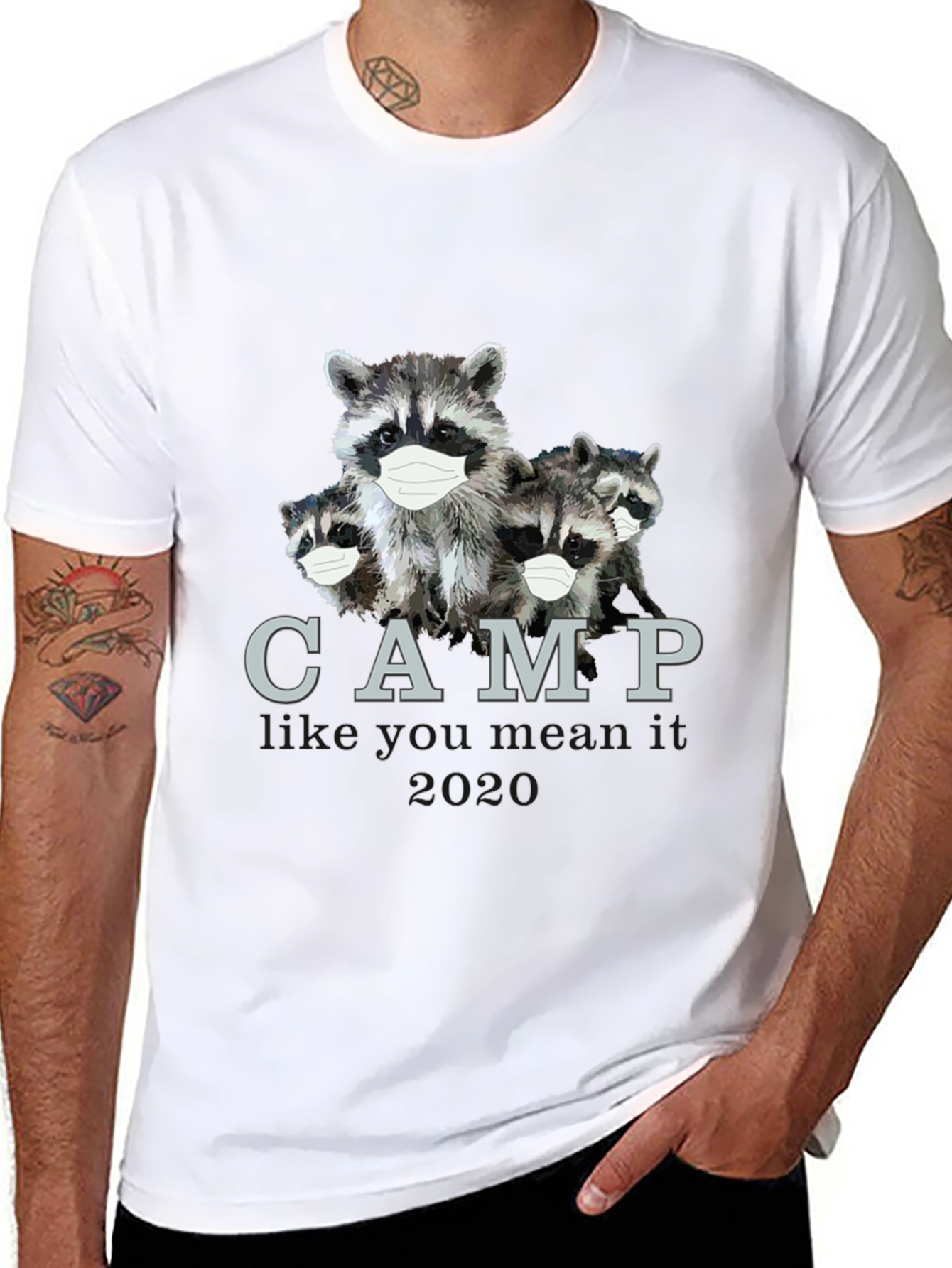 Black Raccoon Camp T-Shirt: Masked & Ready for 2020 view 8