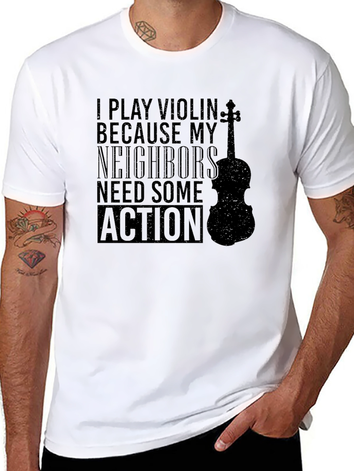Black Violin Player T-Shirt - "Need Some Action" Humor Tee view 8