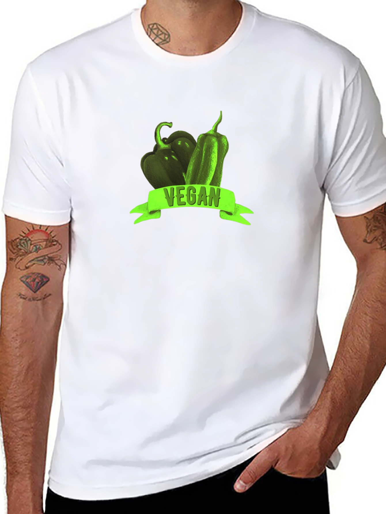 Black Vegan Pepper T-Shirt - Black Cotton Tee view 8