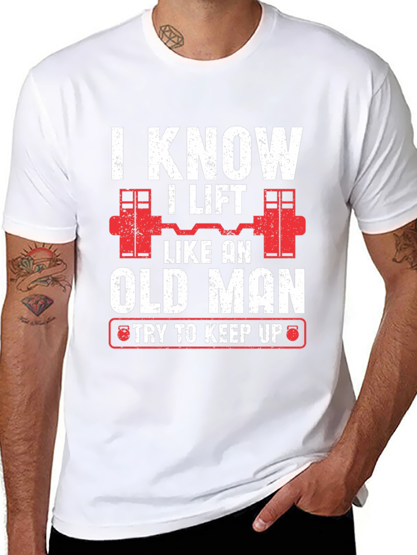 Black I Know I Lift Like An Old Man T-Shirt view 8