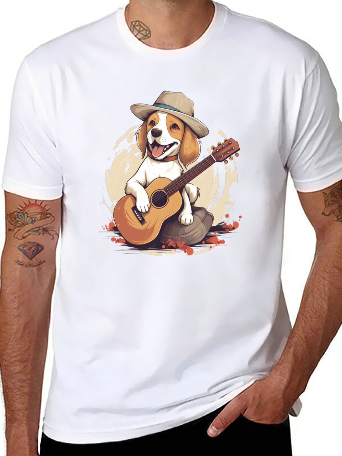 Black Dog Playing Guitar Graphic T-Shirt view 8