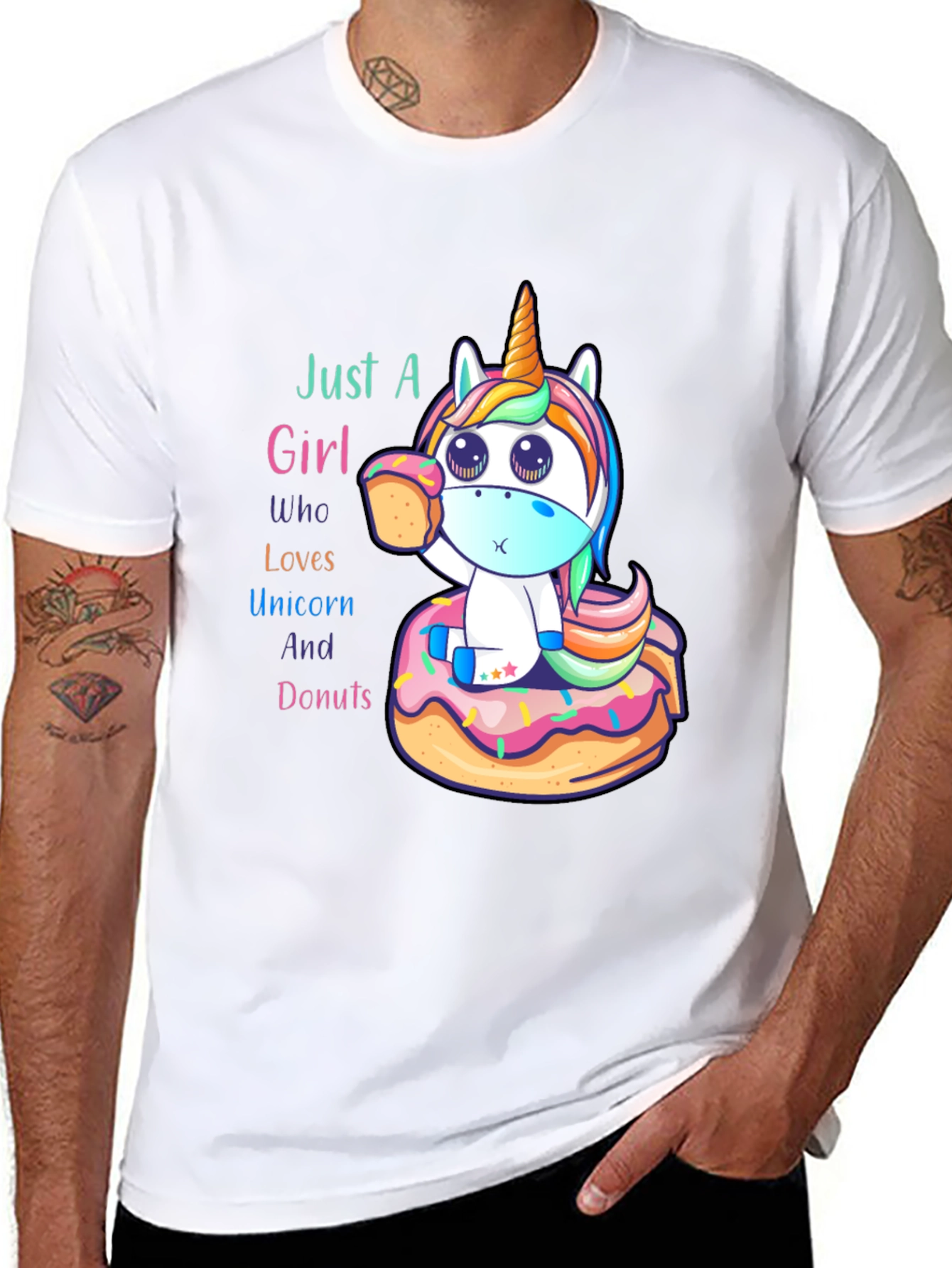 Black Unicorn & Donuts Graphic T-Shirt view 8