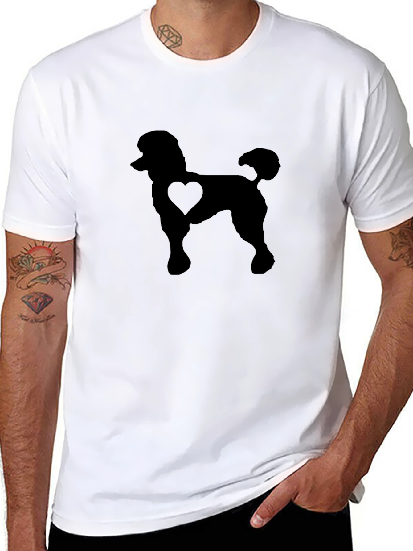 Black Poodle Heart T-Shirt - Stylish Dog Lover Tee view 8