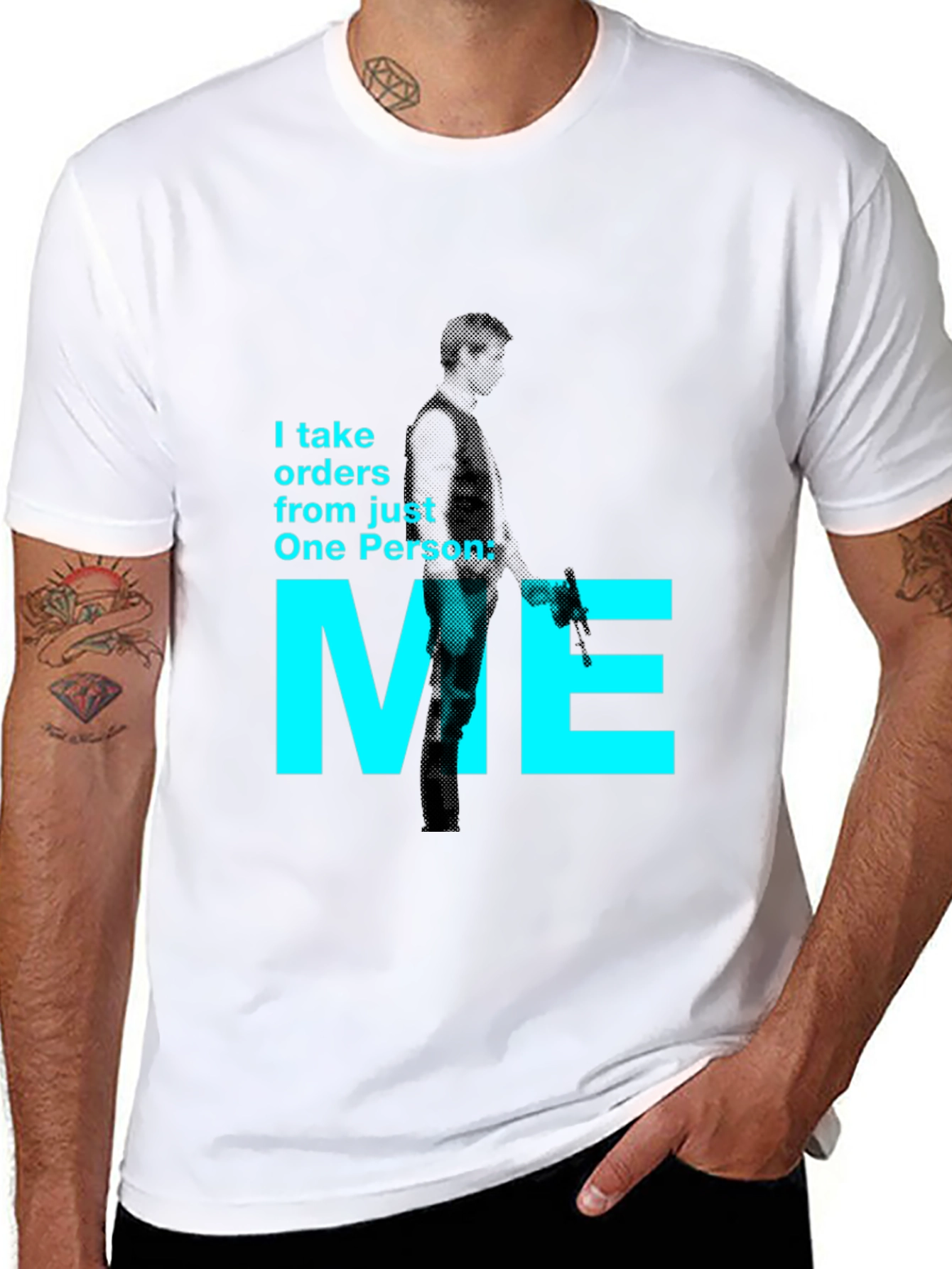 Black I Take Orders From Just One Person: Me T-Shirt view 8