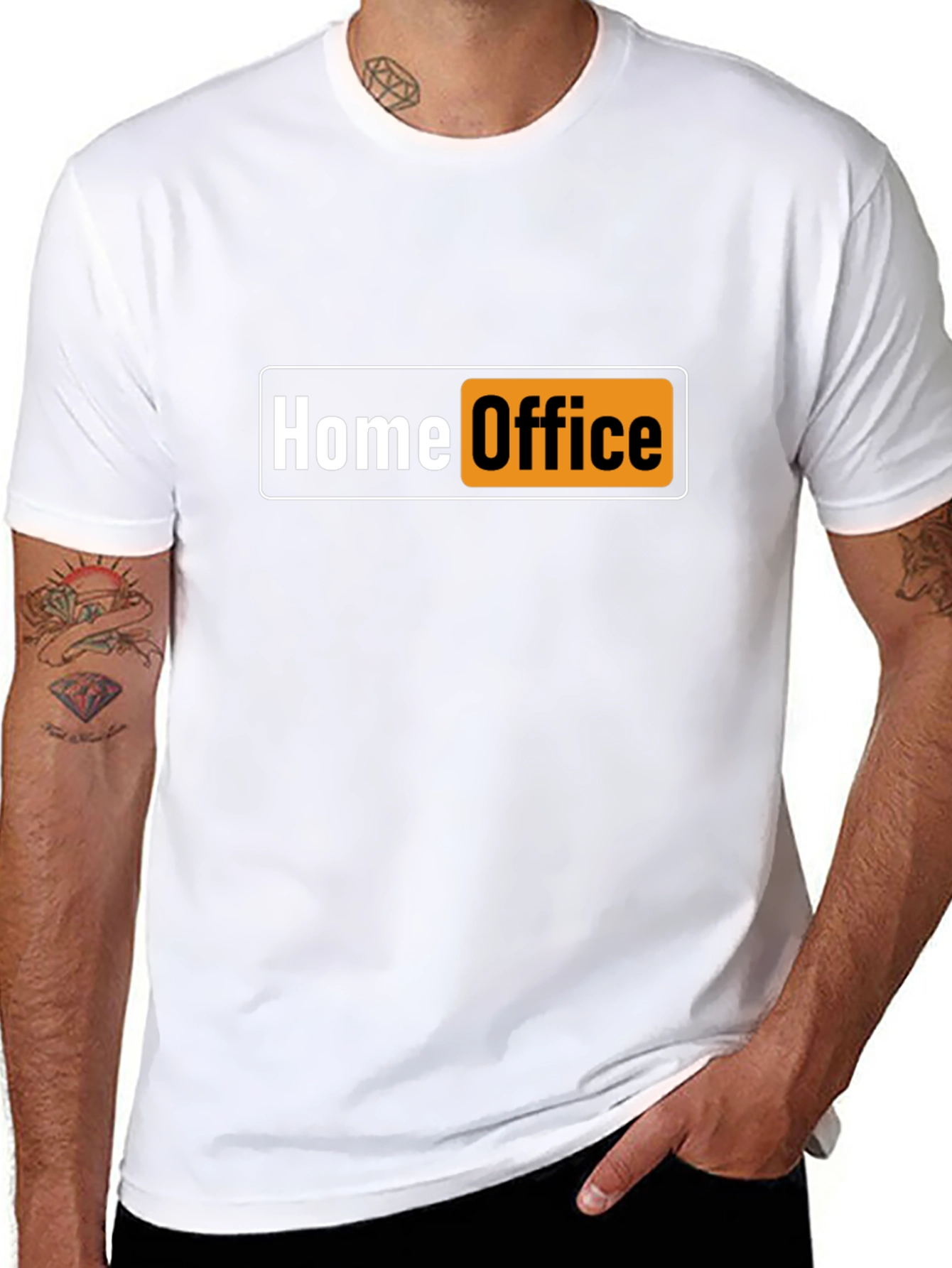 Black Home Office Funny Black T-Shirt view 8