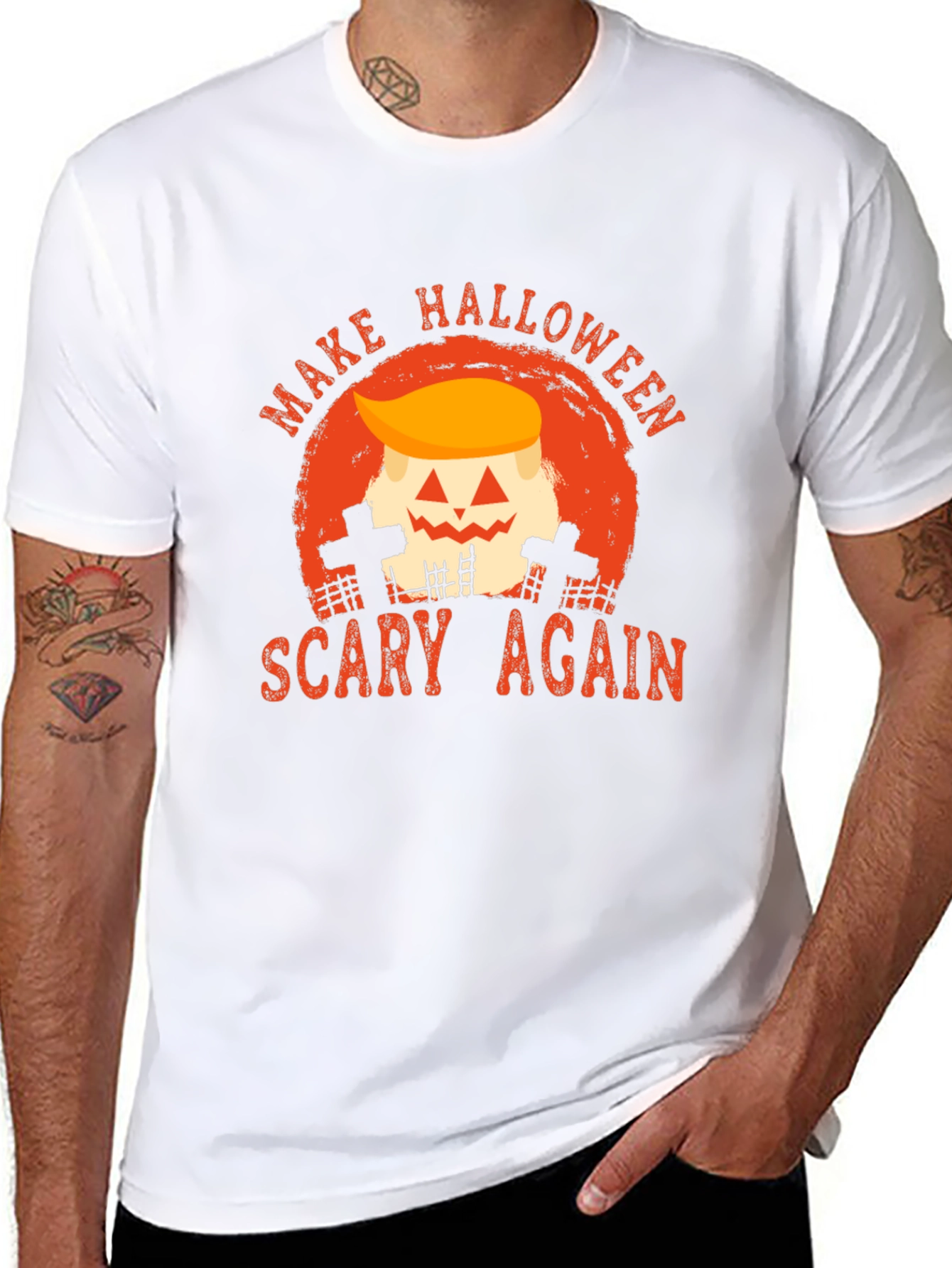 Black Make Halloween Scary Again Graphic Tee view 8