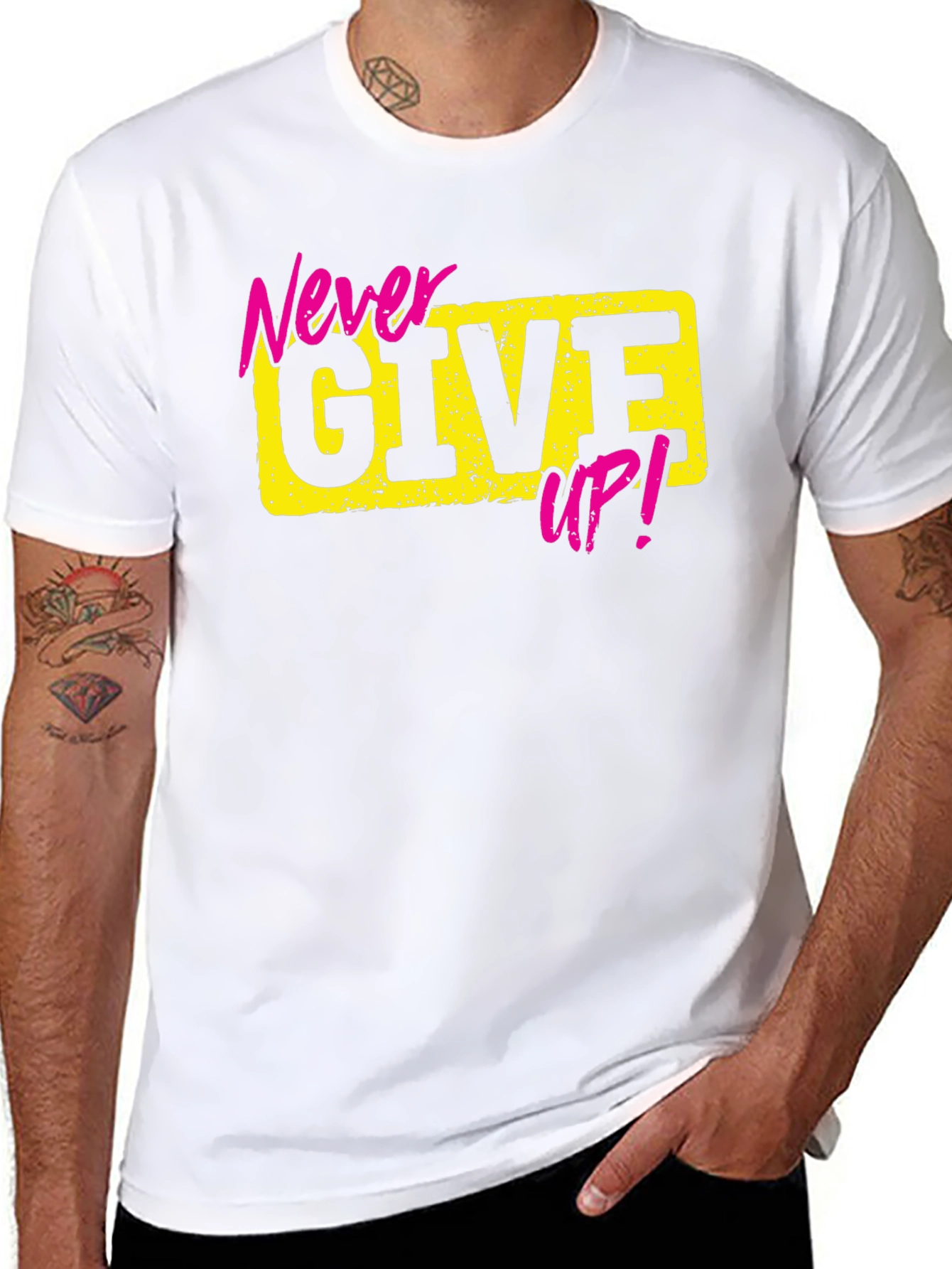 Black Never Give Up Graphic Tee view 8