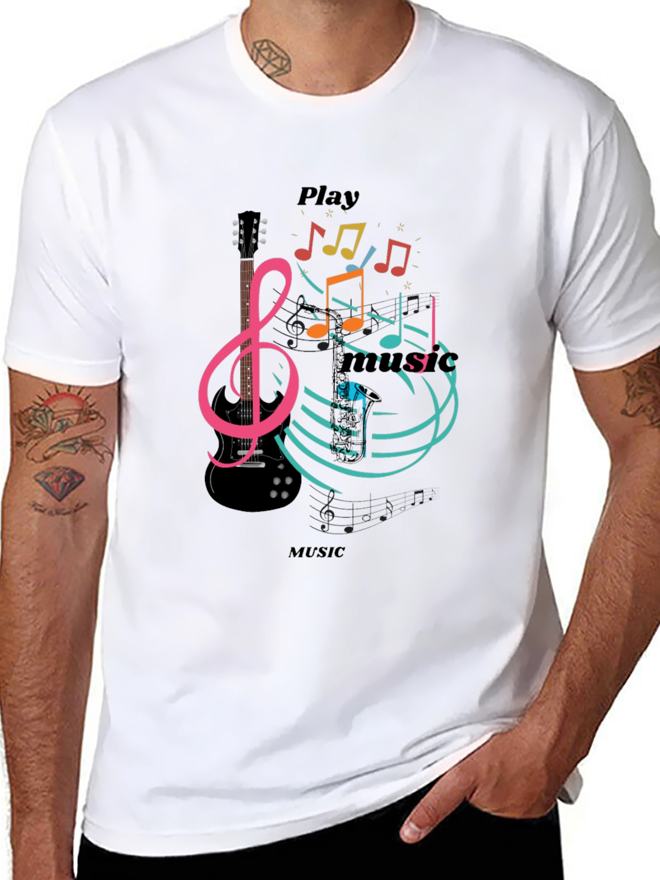 Black Play Music Graphic T-Shirt - Stylish Black Tee view 8
