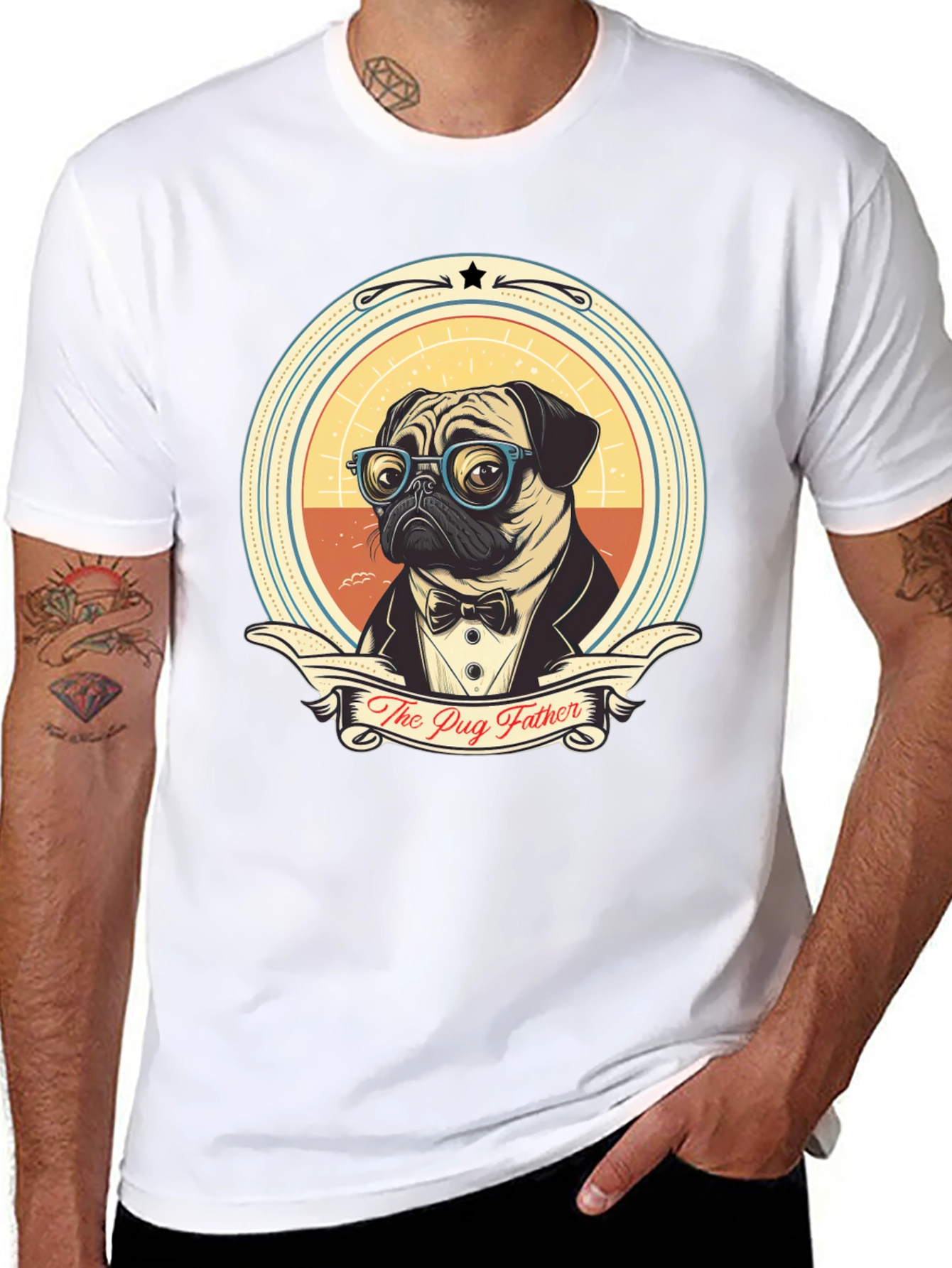 Black The Pug Father T-Shirt - Dog Dad Tee view 8