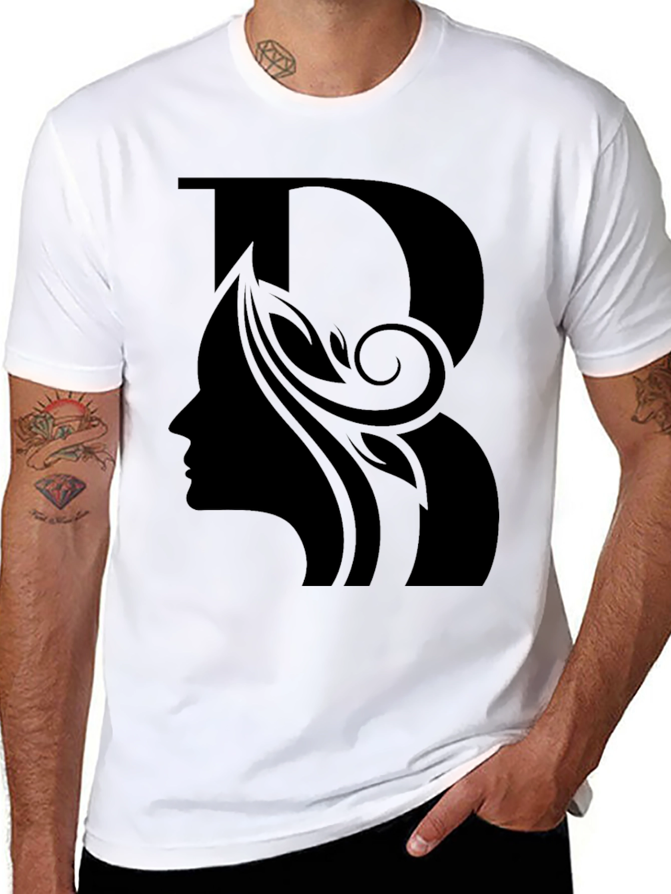 Black Elegant Black T-Shirt with Silhouette Design view 8