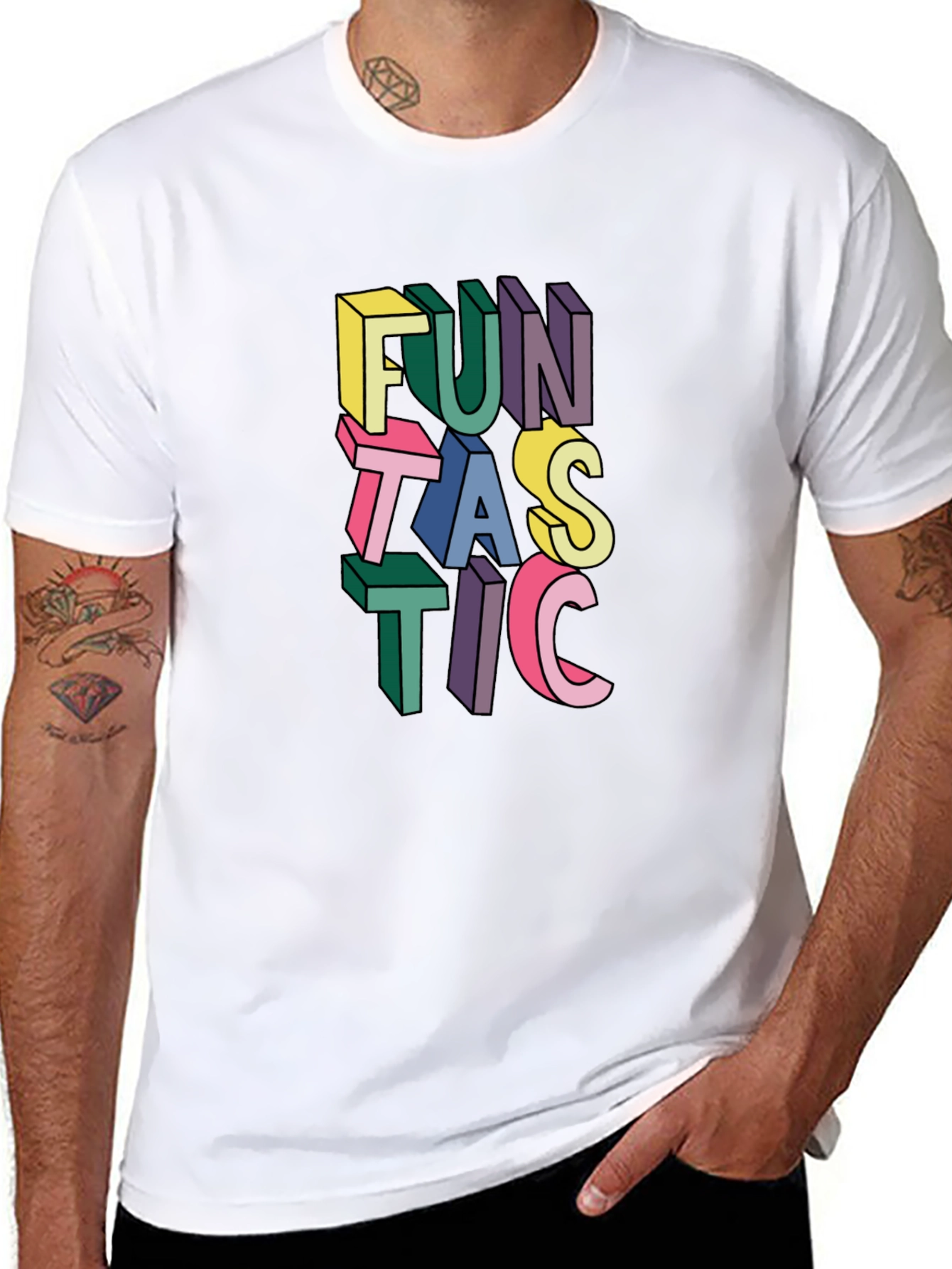 Black Fun Tastic Graphic T-Shirt - Bold Colorful Design view 8