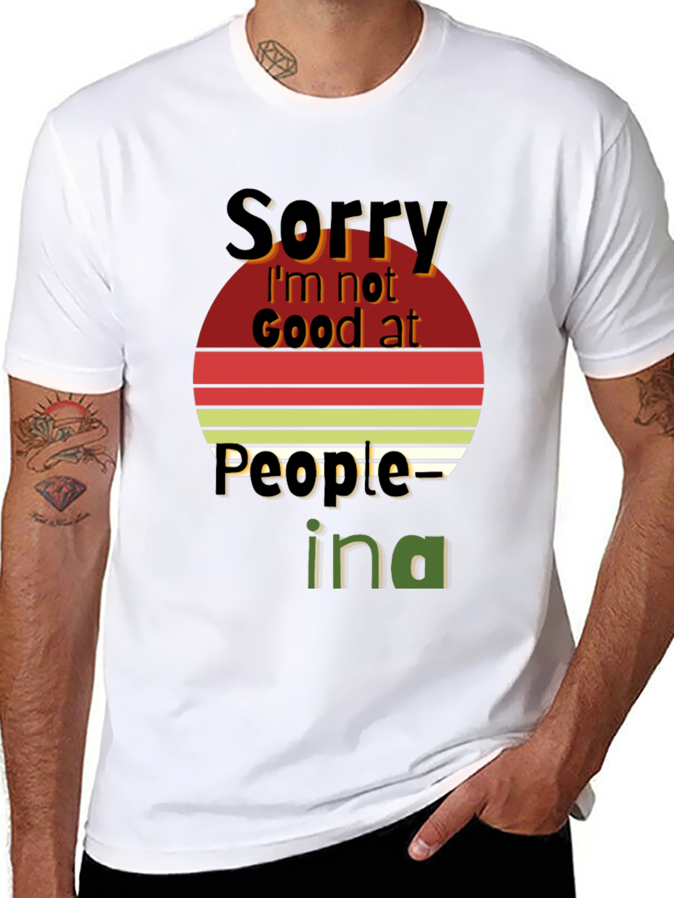 Black Sorry I'm Not Good at People Graphic Tee view 8
