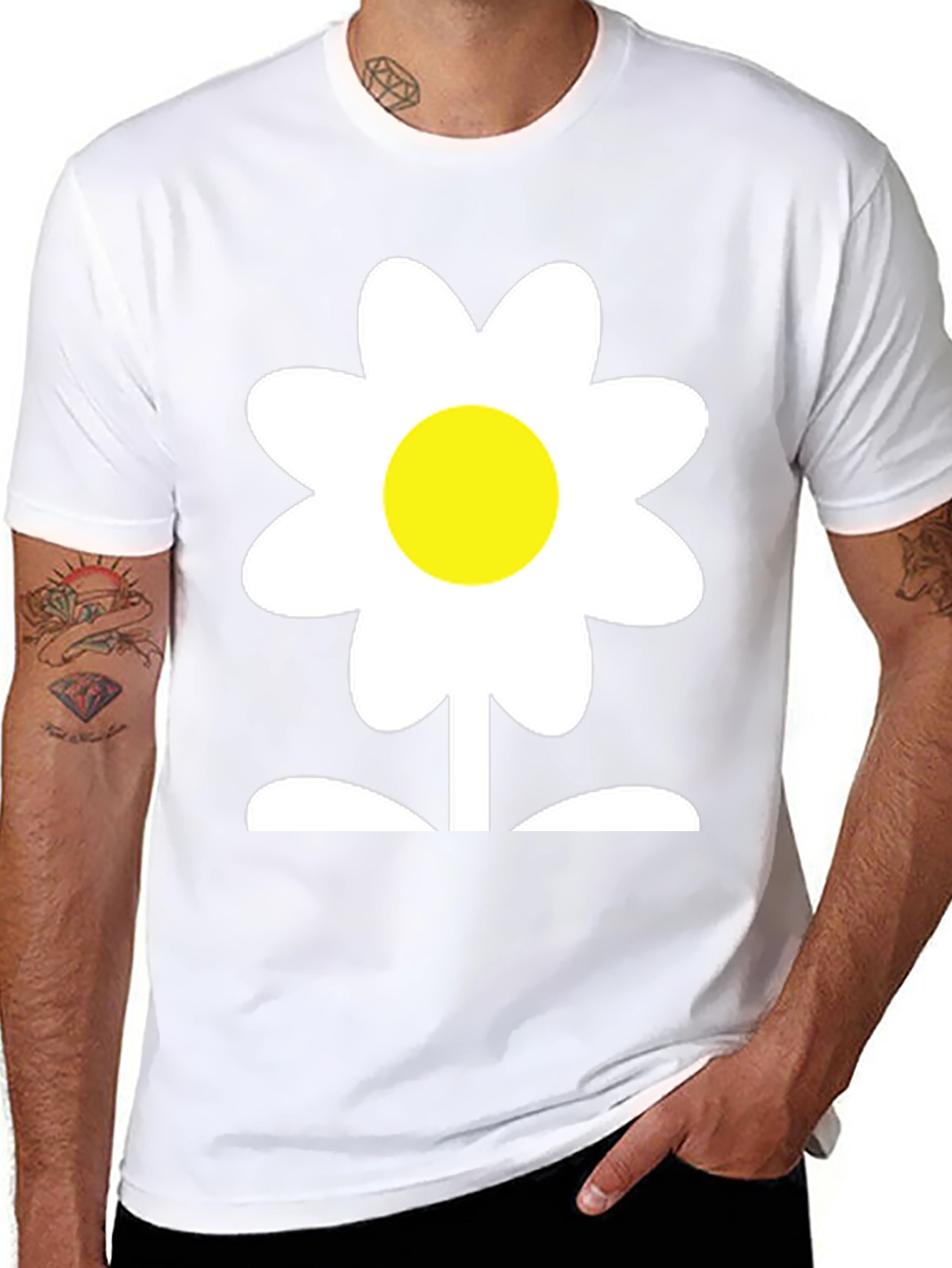 Black Daisy Flower Graphic Tee - Soft Cotton Blend view 8
