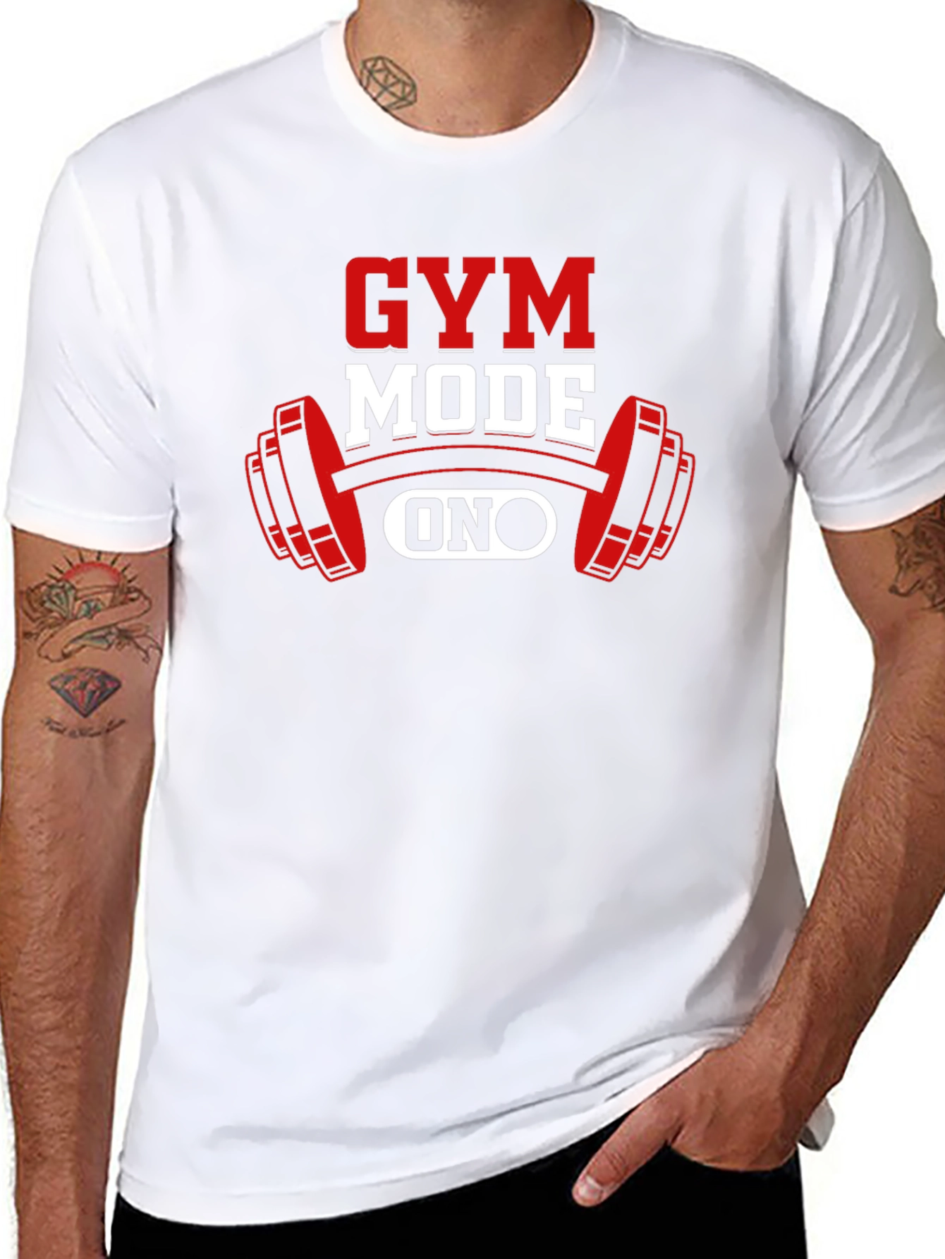 Black Gym Mode On T-Shirt - Black Fitness Apparel view 8