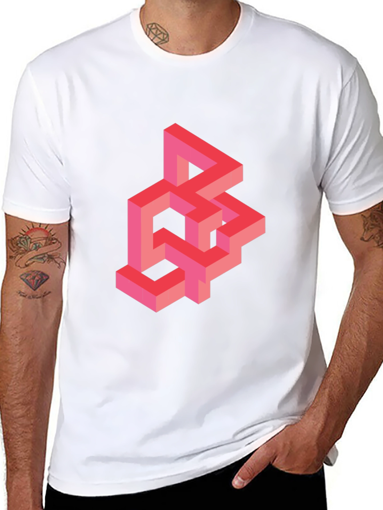 Black Geometric Illusion T-Shirt - Abstract Design view 8