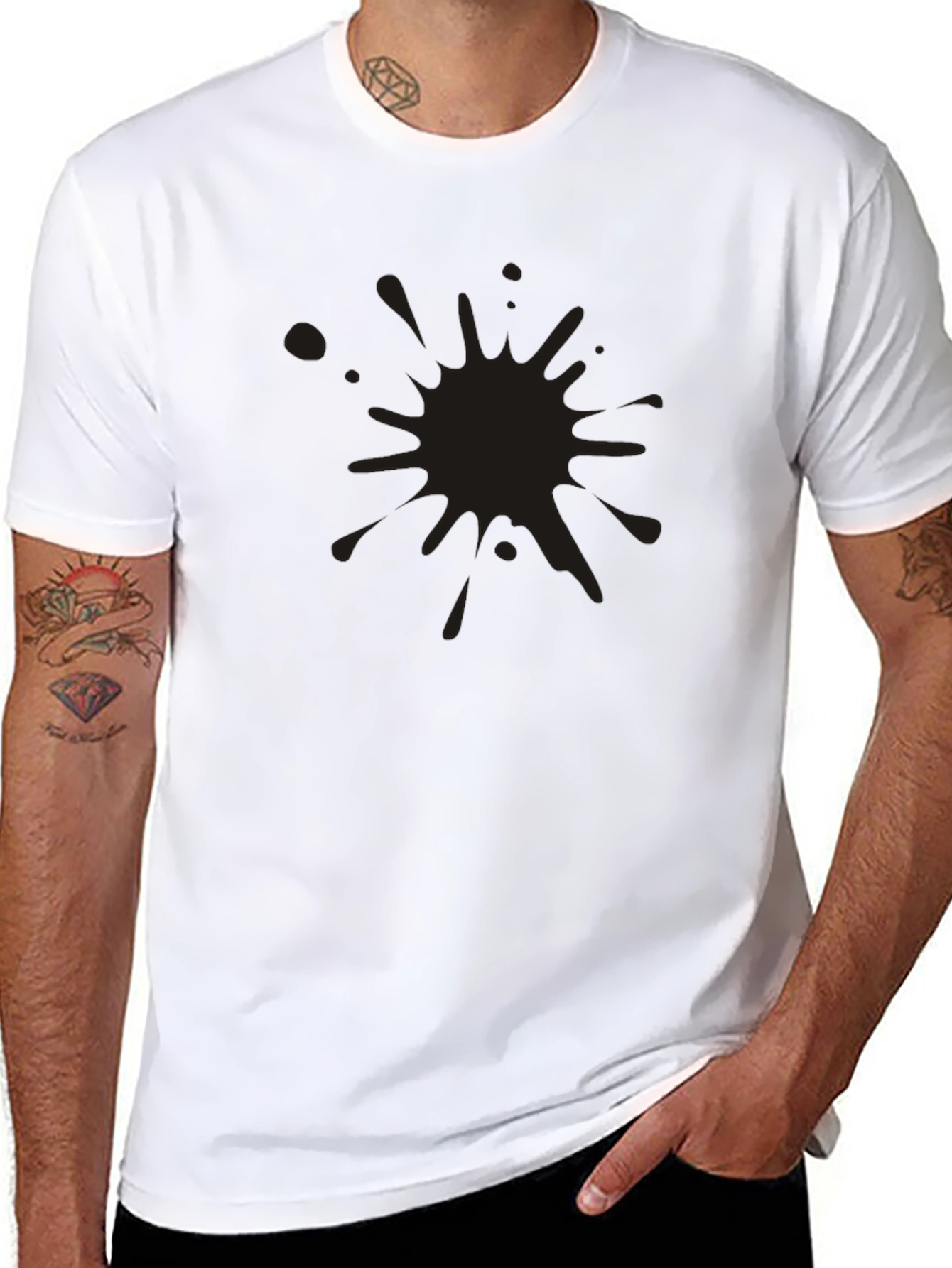 Black Black Splatter Graphic Tee - Men's Casual Comfort view 8