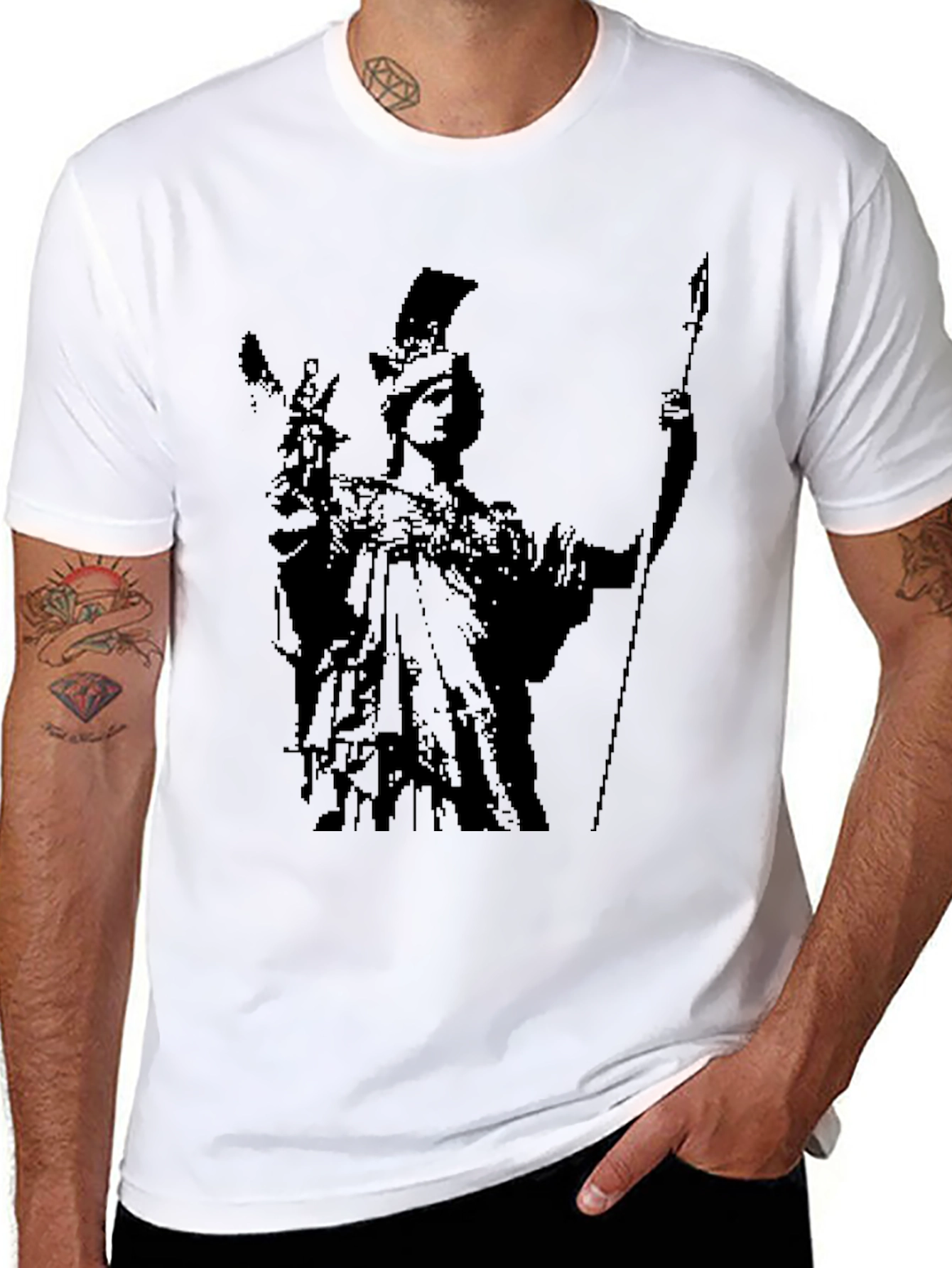 Black Athena Graphic Tee - Black Cotton Blend view 8