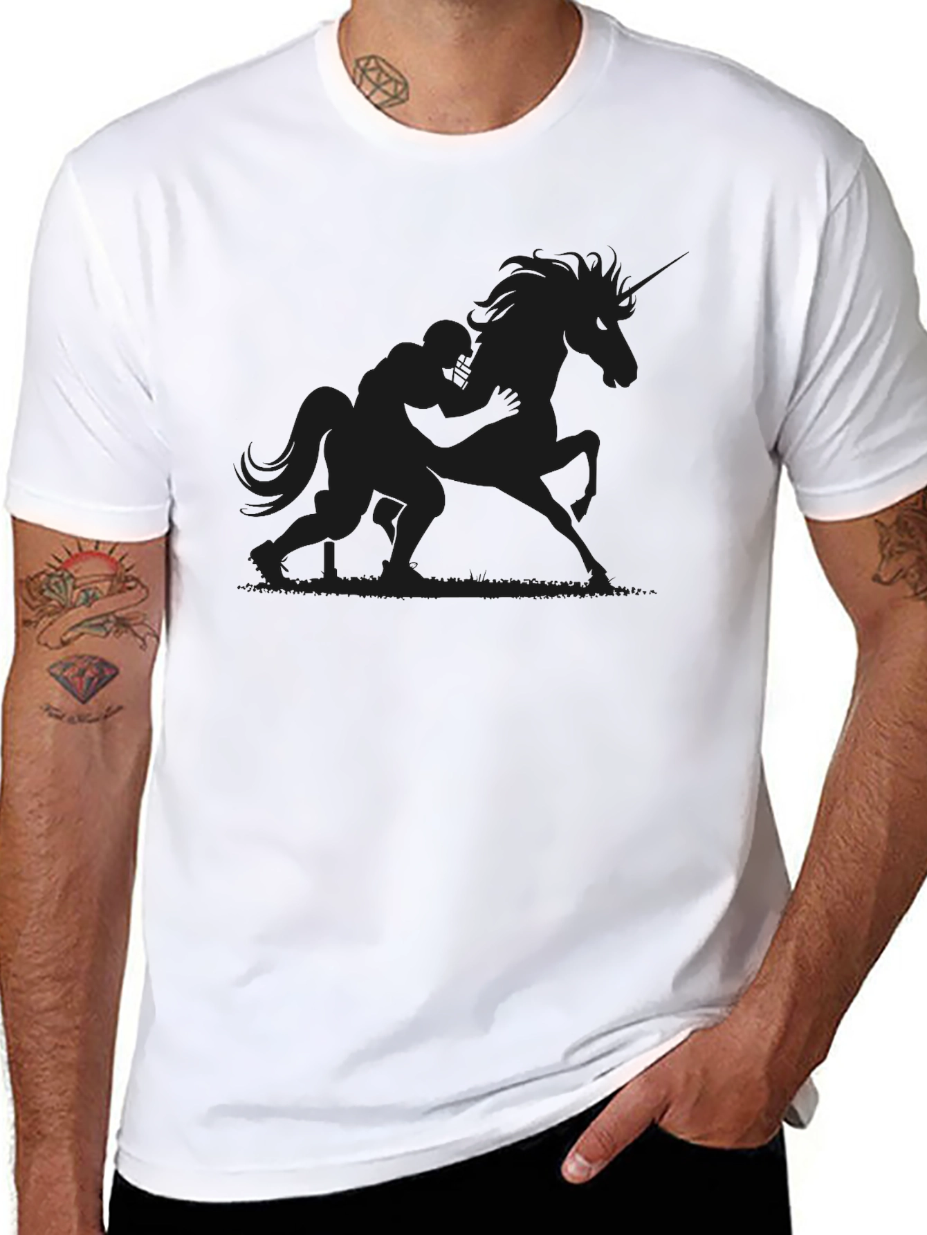 Black Unicorn Rider Graphic Tee - Men's Black T-Shirt view 8