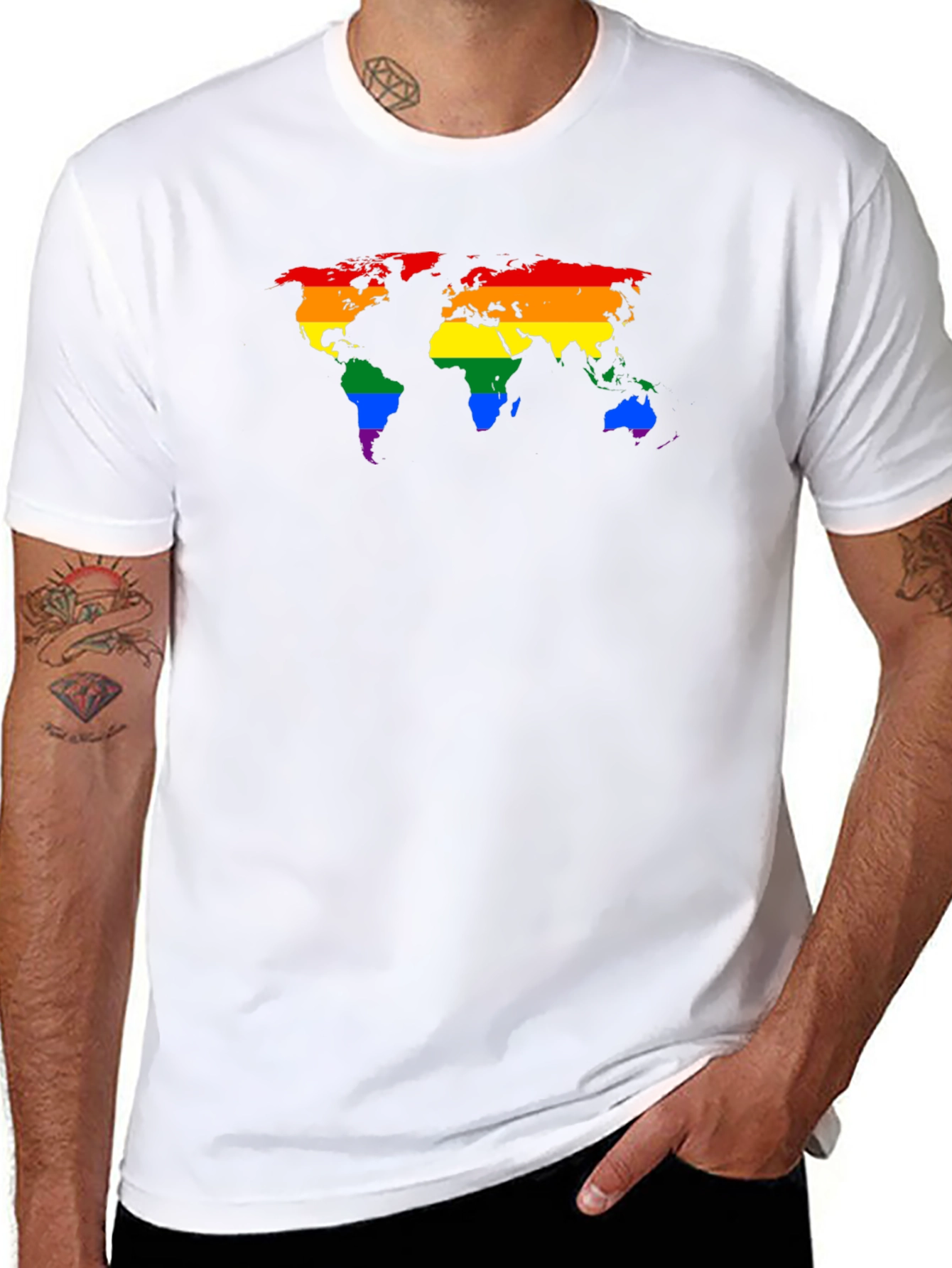 Black Pride World Map Black T-Shirt view 8