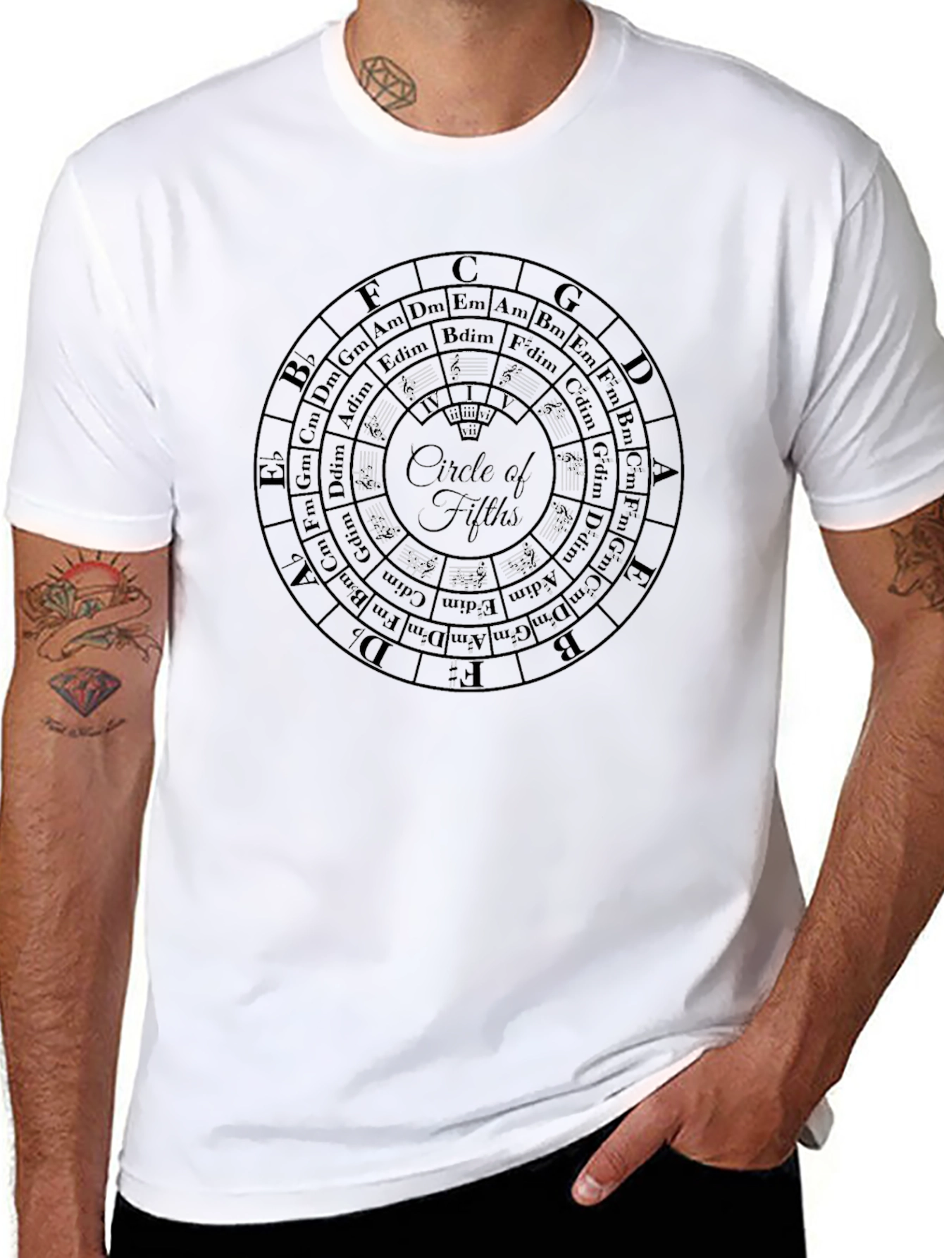 Black Circle of Fifths Music Theory T-Shirt - Musician Apparel view 8