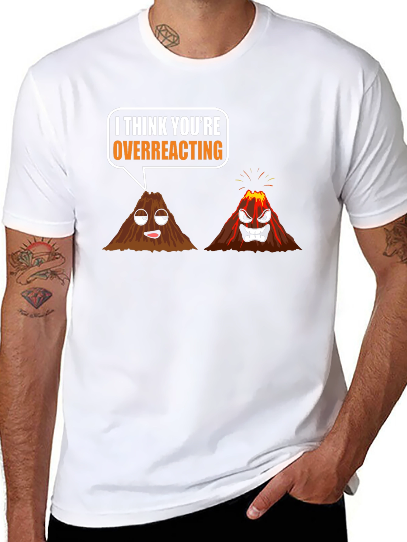 Black Volcano Overreacting Humor Graphic T-Shirt view 8