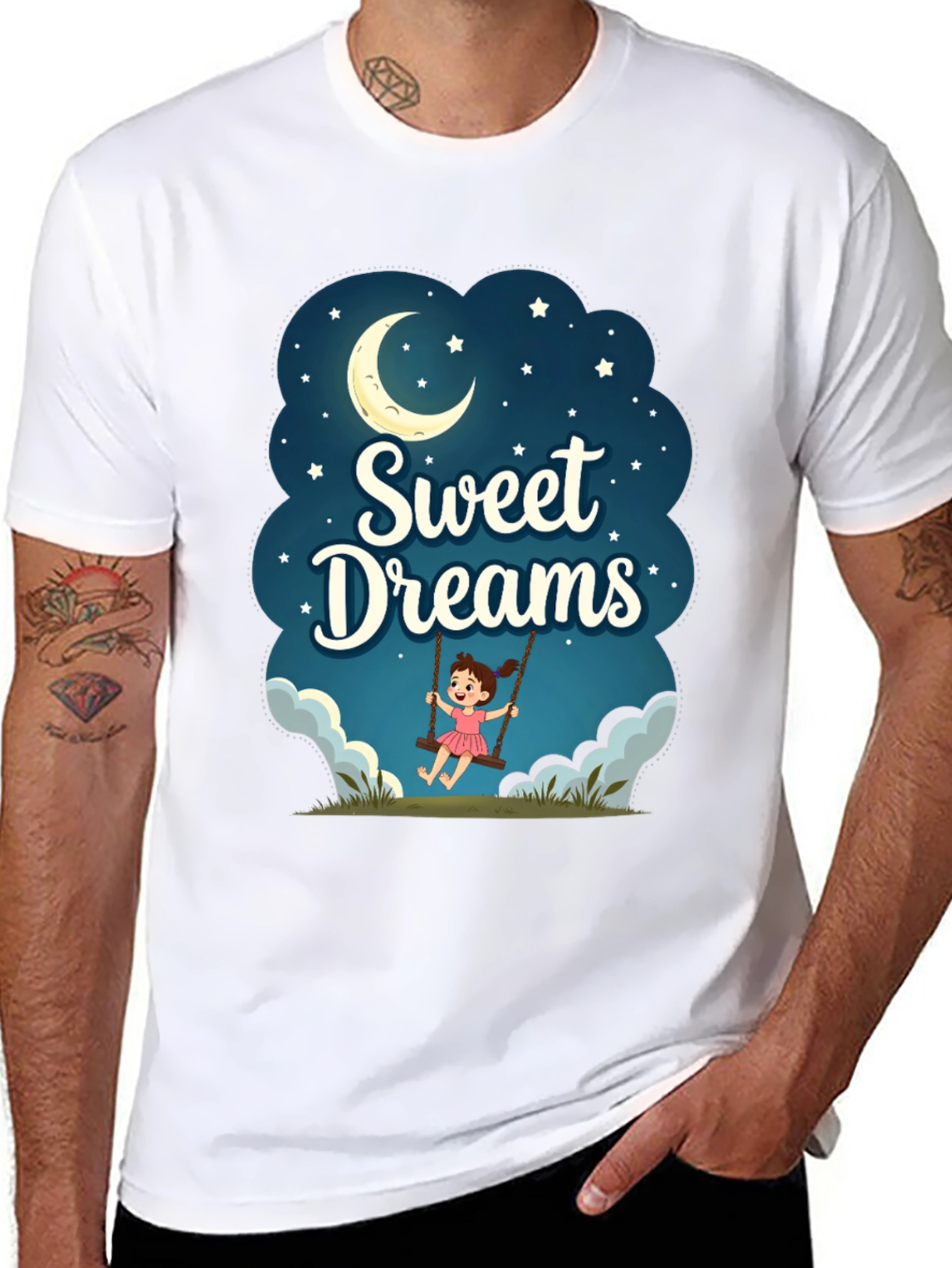 Black Sweet Dreams Graphic T-Shirt - Night Theme view 8