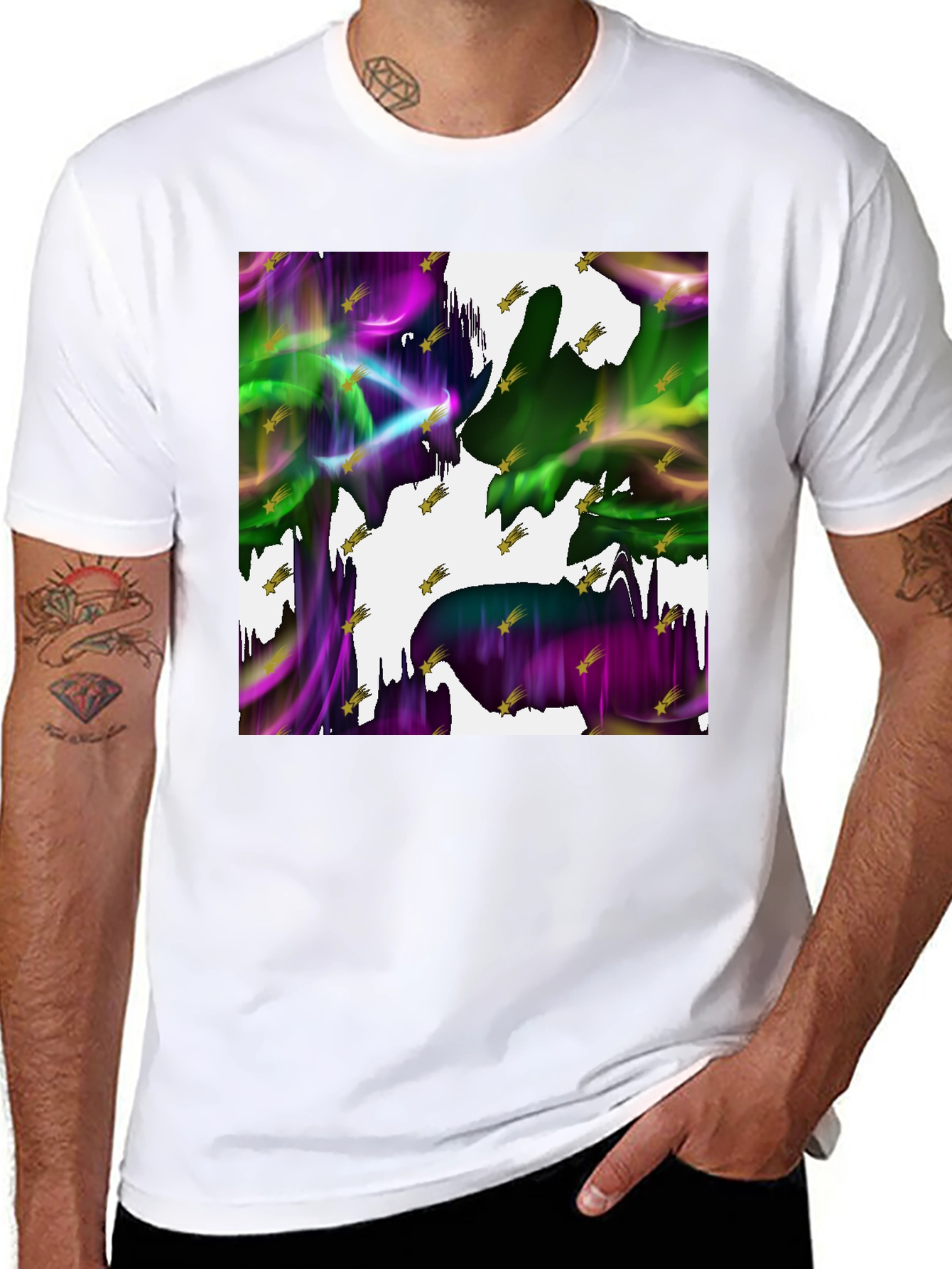 Abstract Starry Night Black T-Shirt - 8