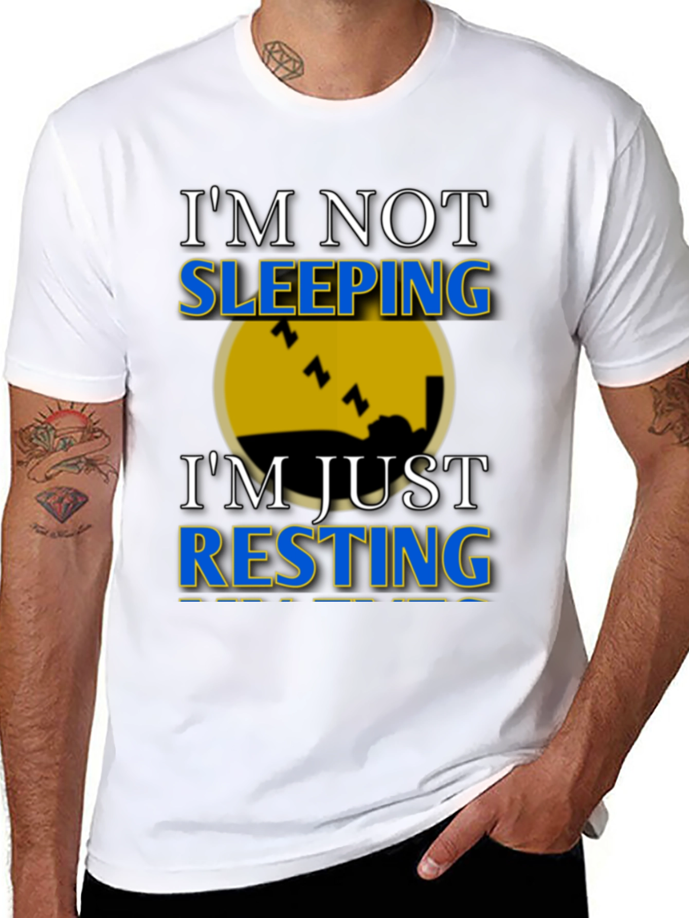 Black I'm Not Sleeping, I'm Resting Graphic T-Shirt view 8