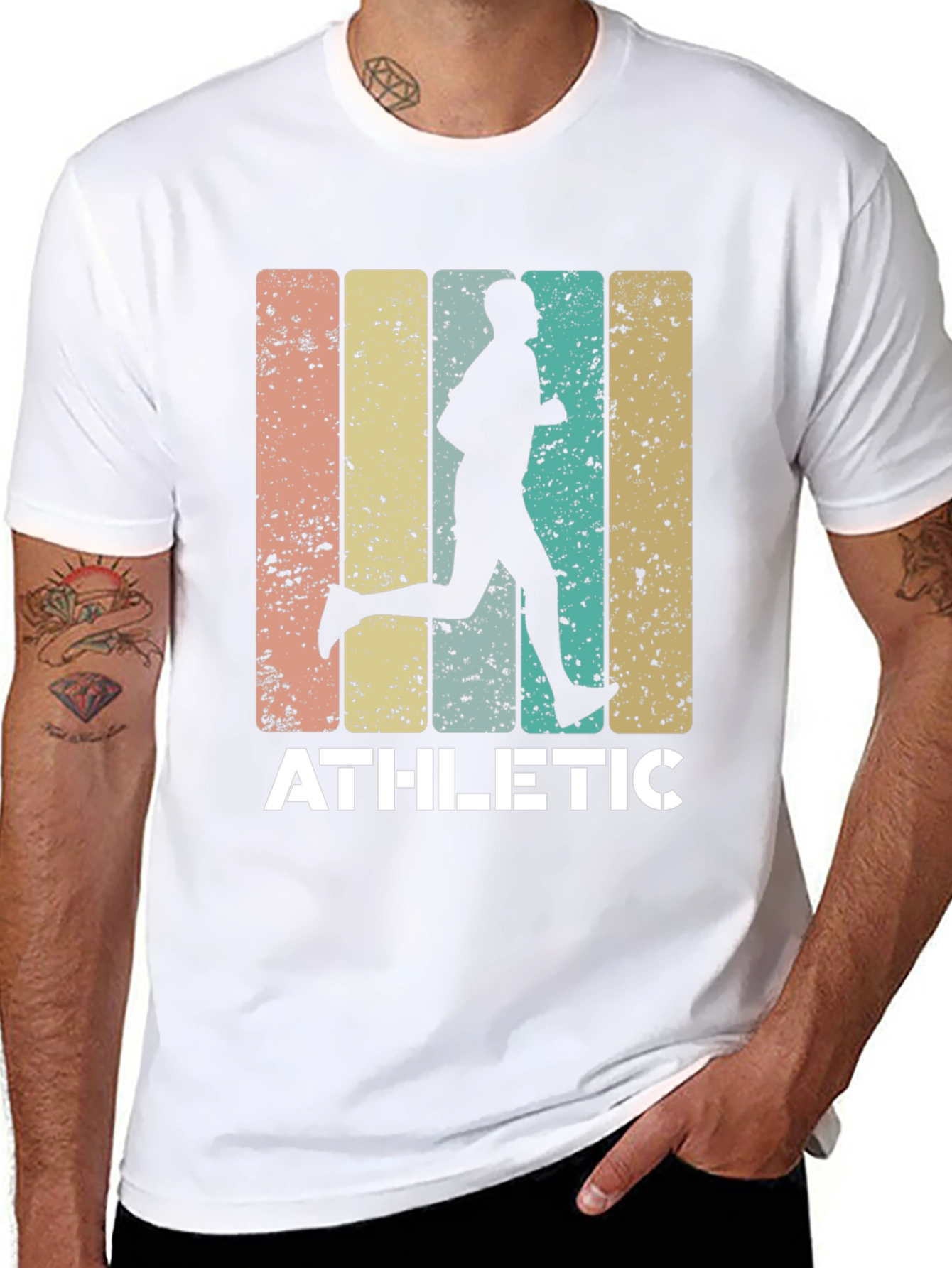 Black Athletic Runner Graphic Tee - Retro Style Black T-Shirt view 8