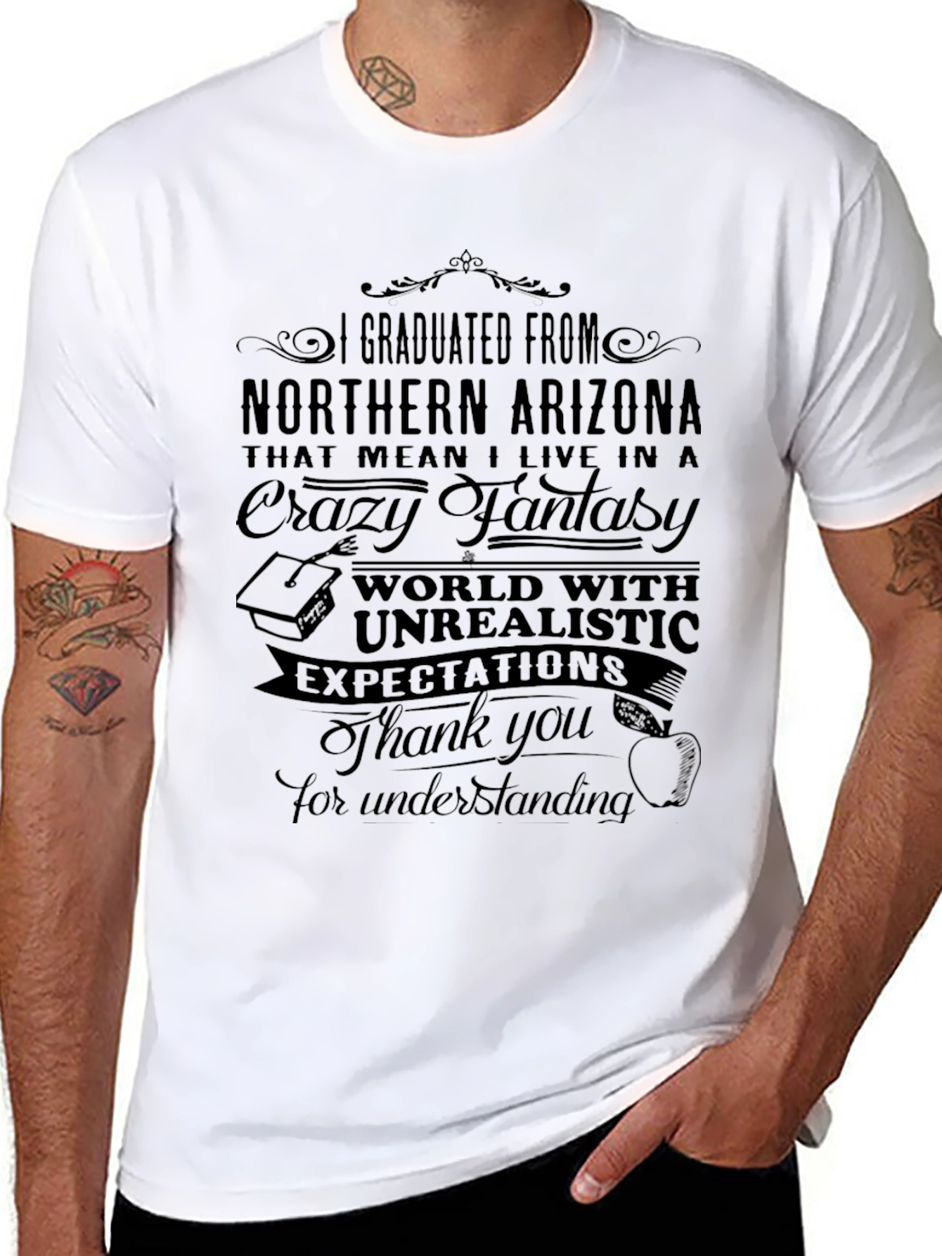 Black Northern Arizona Graduate T-Shirt - Crazy Fantasy World Tee view 8