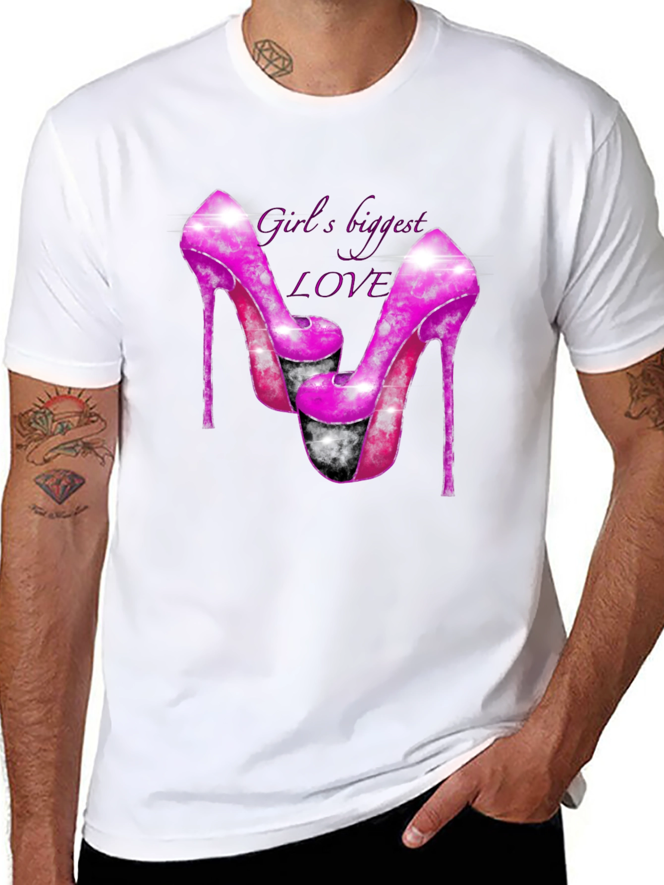 Black Girl's Biggest Love Heels Graphic T-Shirt view 8