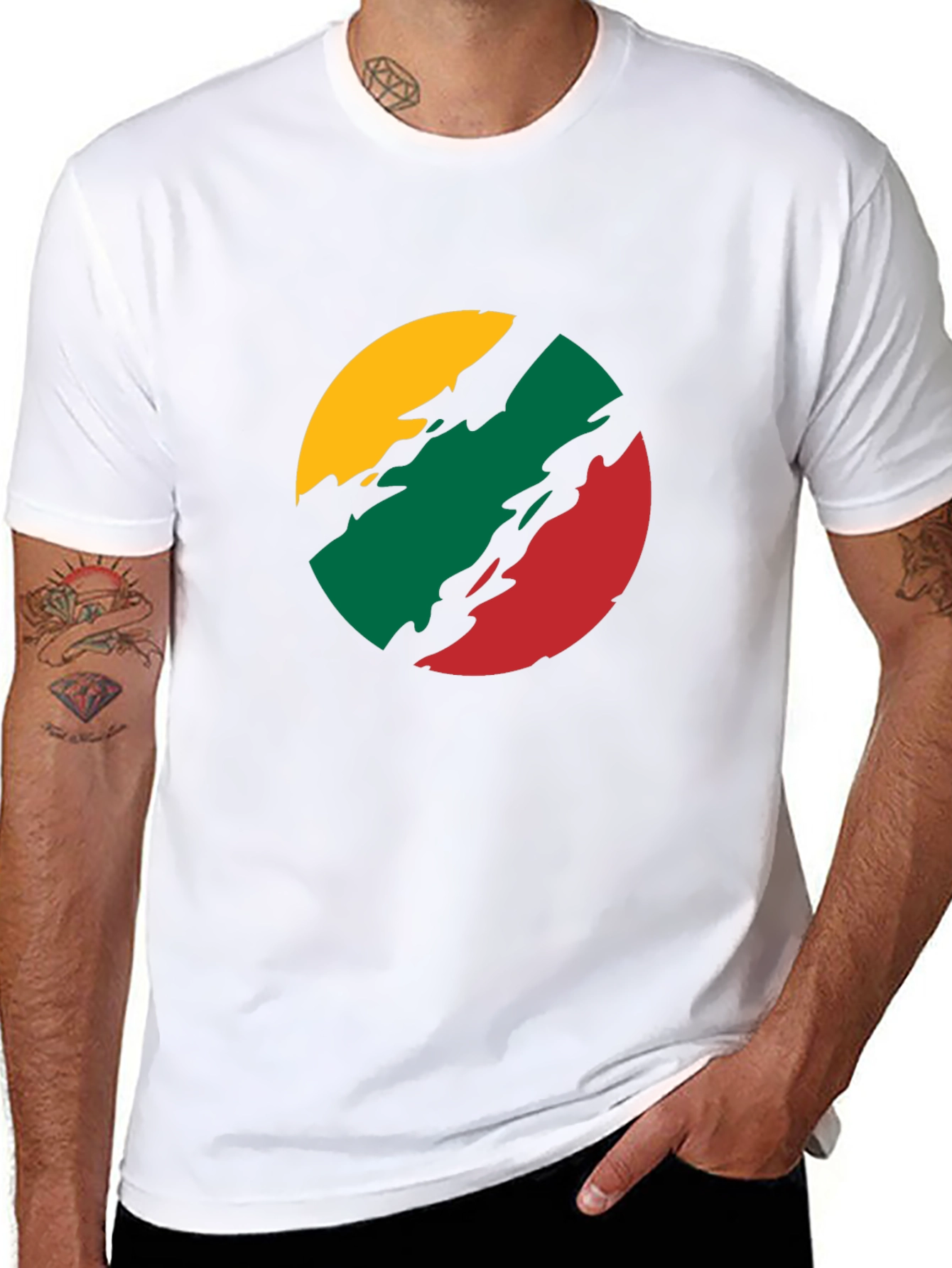 Lithuanian Flag T-Shirt - Black Crew Neck Tee - 8