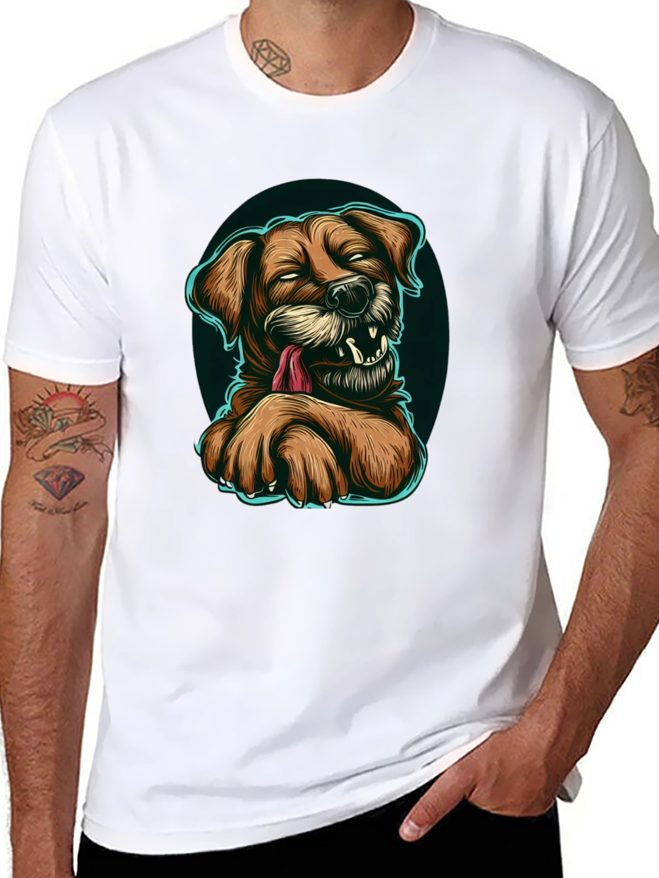 Black Funny Dog Graphic T-Shirt - Black view 8