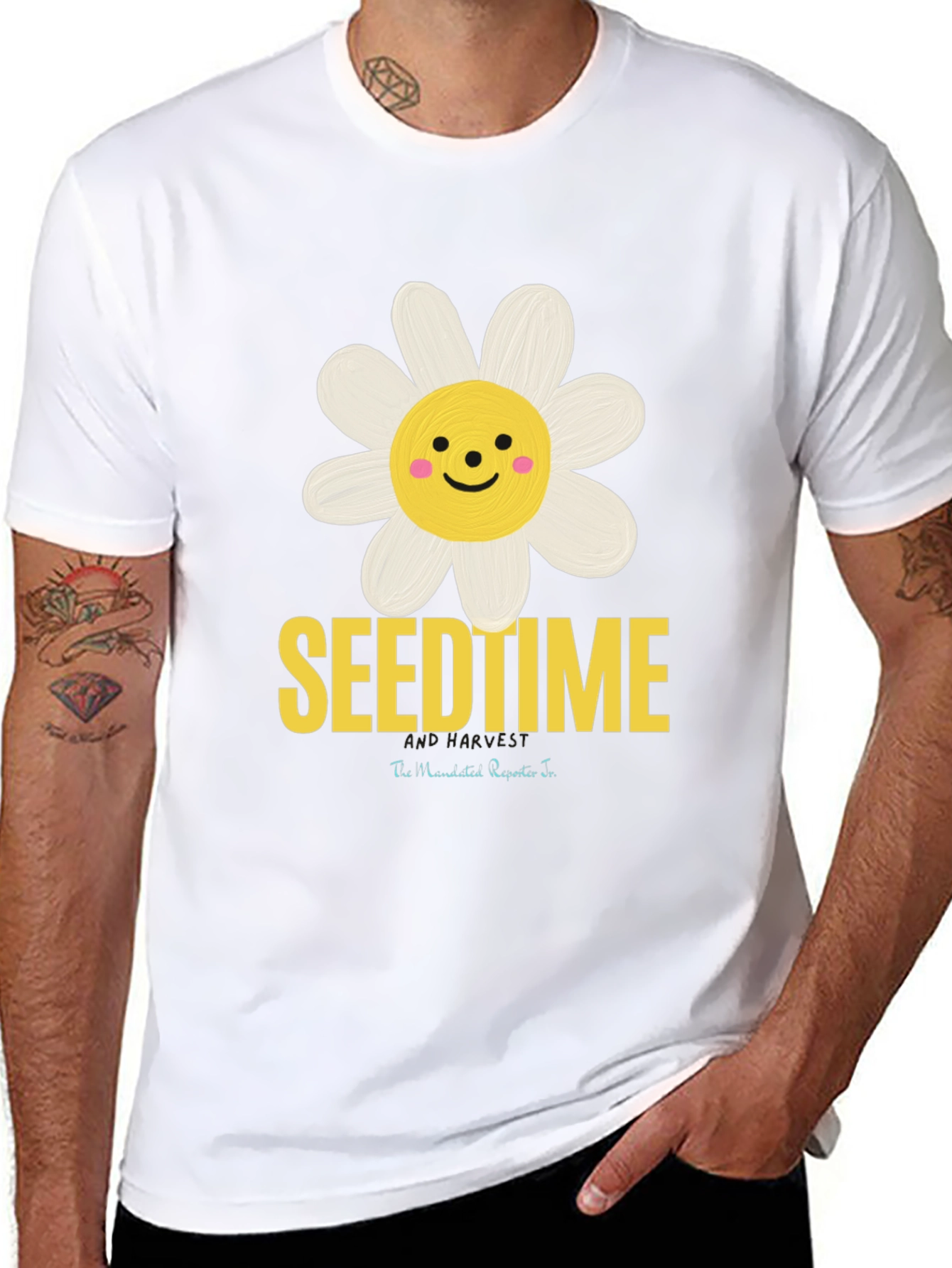 Black SeendTime Daisy Graphic T-Shirt, Black Cotton Blend view 8