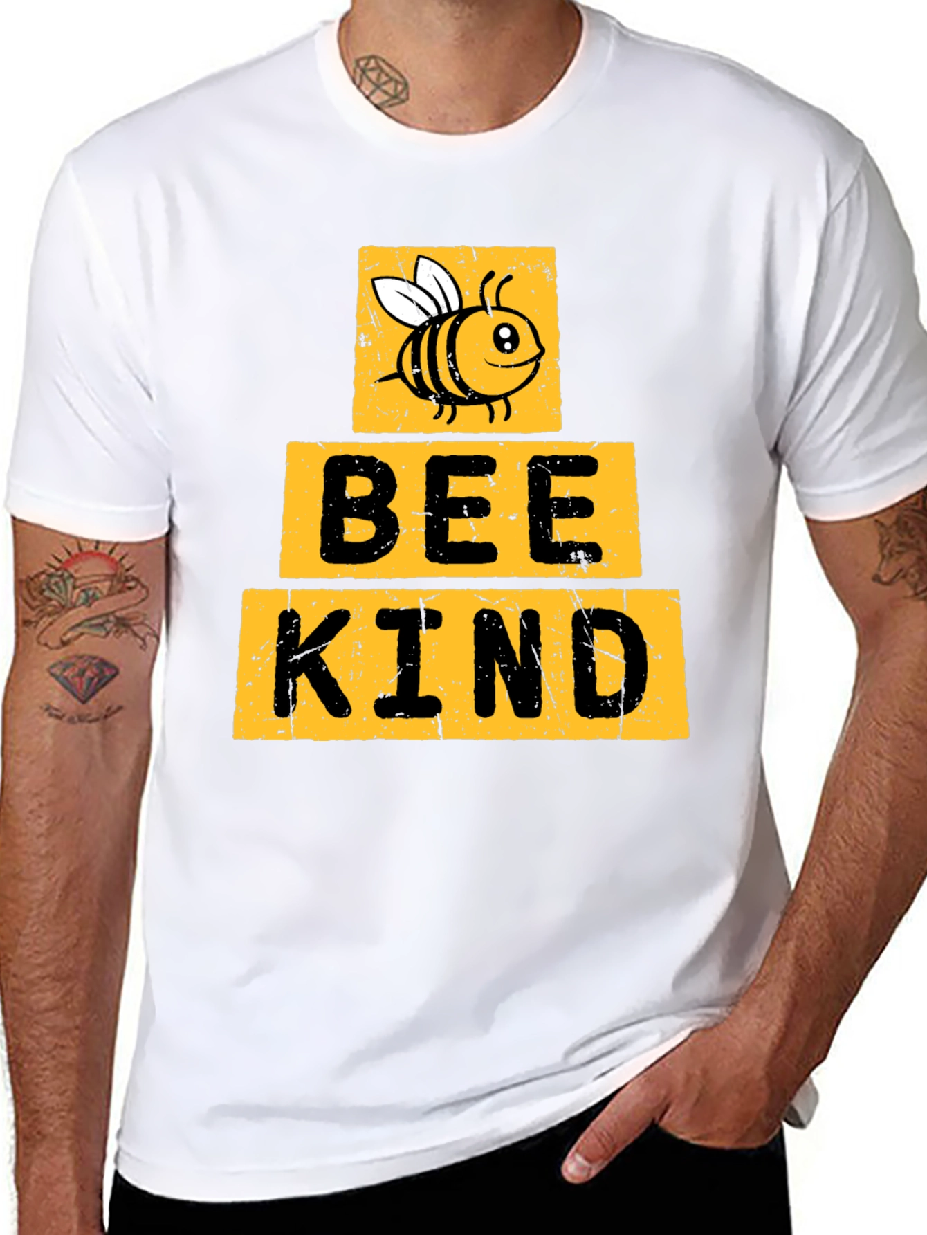 Black Bee Kind T-Shirt - Black Crew Neck view 8